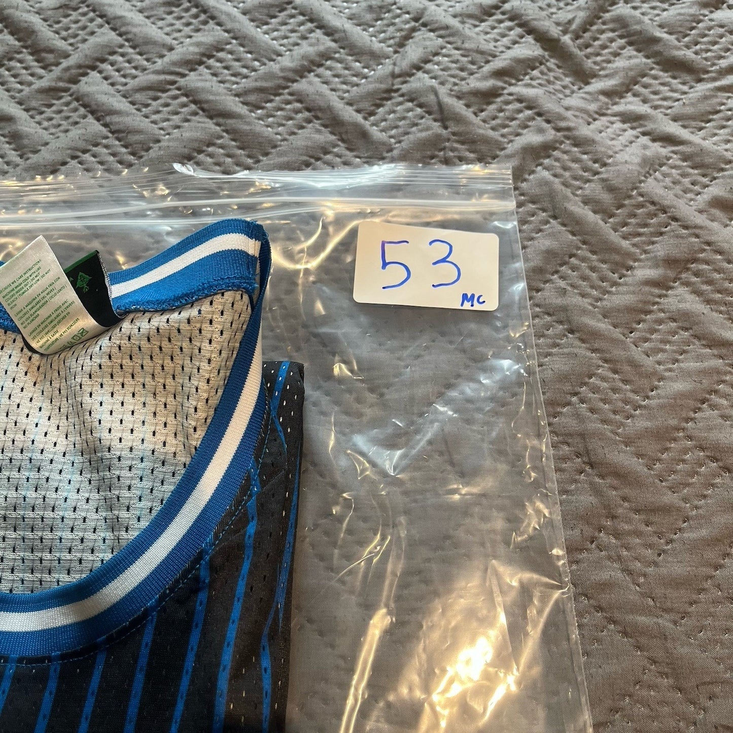LRG Lifted research group Men's L black/blue striped logo basketball #47 jersey