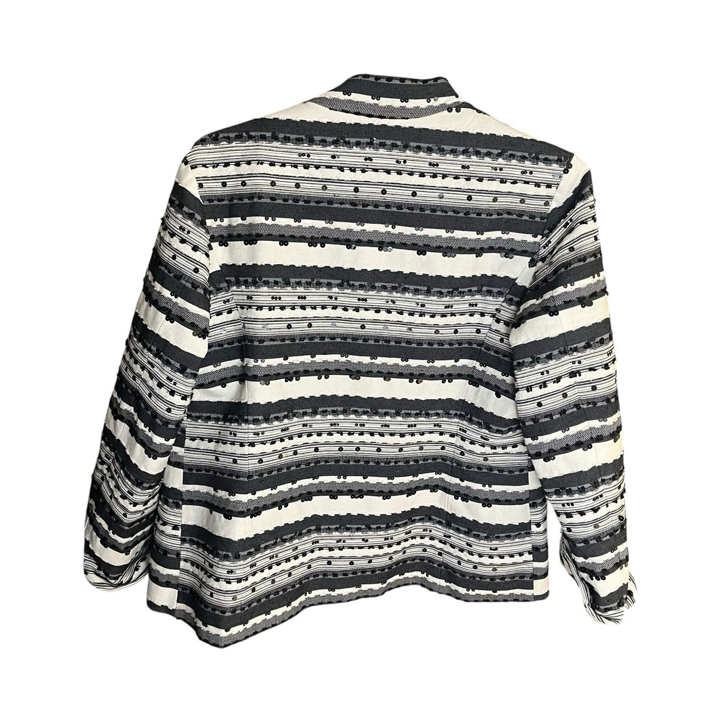 Chico's women's sz 2 Sequin striped black & white blazer jacket NWT