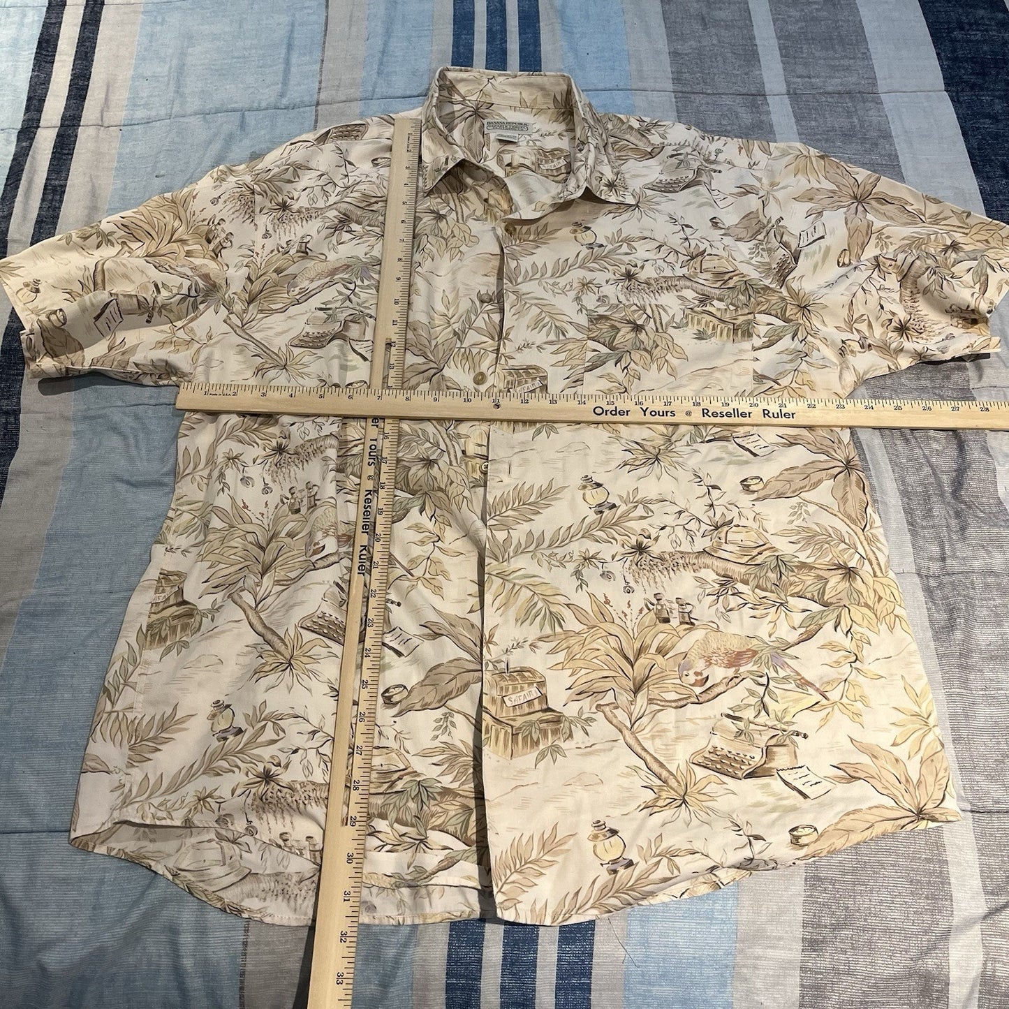 VTG Banana Republic Safari & Travel men's L button up all over print shirt