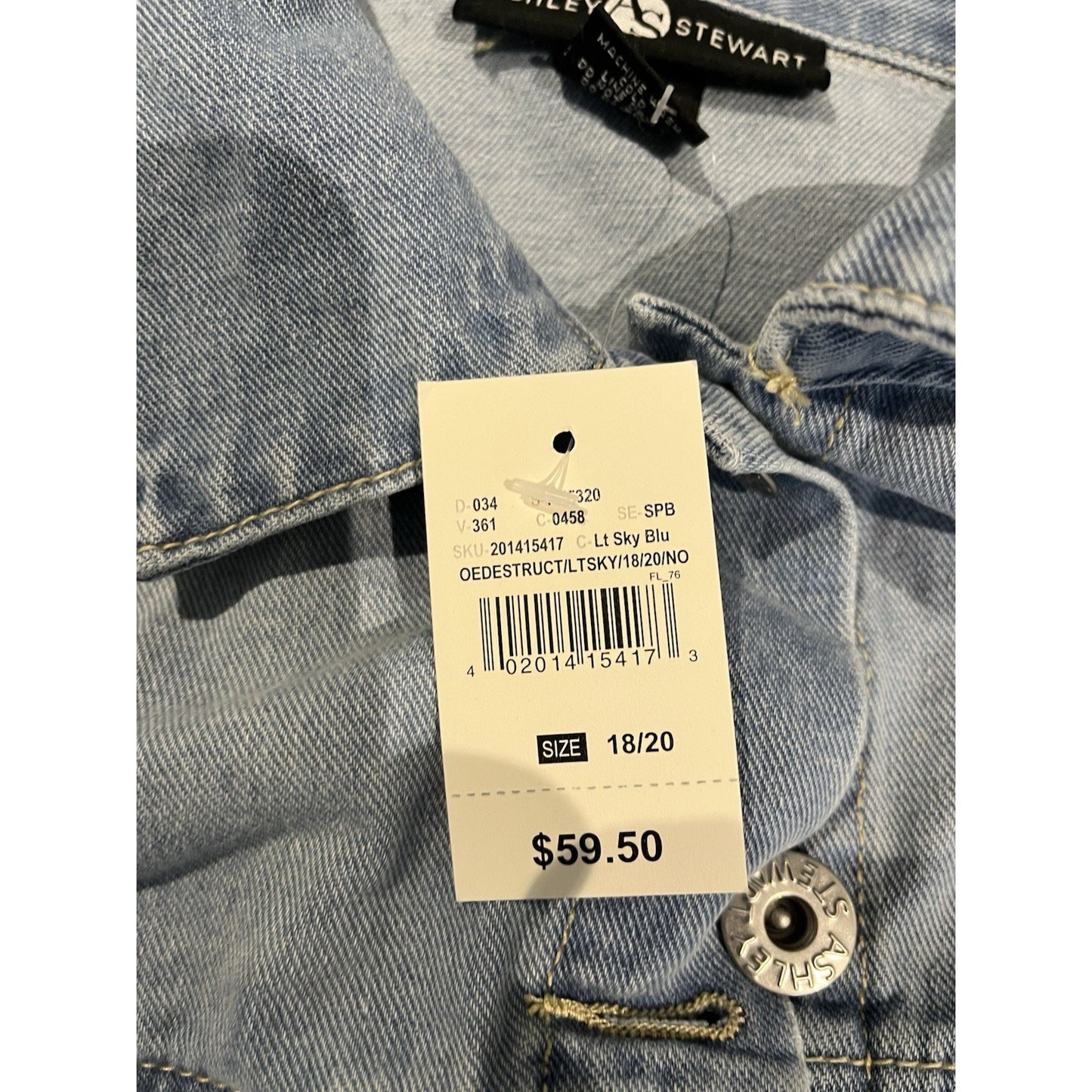 Ashley Stewart Women's 18/20 button cropped denim long sleeve jacket NWT