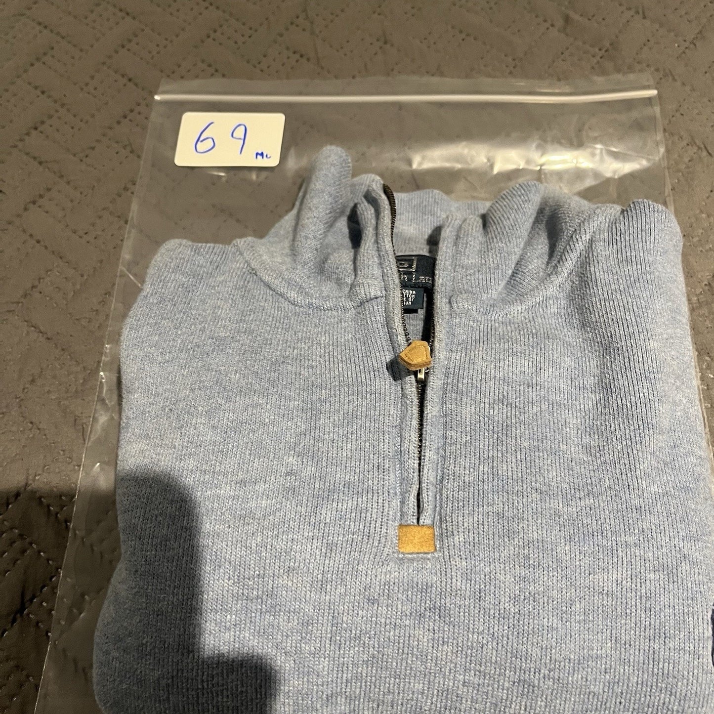 Vtg Polo Ralph Lauren Men's L blue high neck 1/4 zip sweater