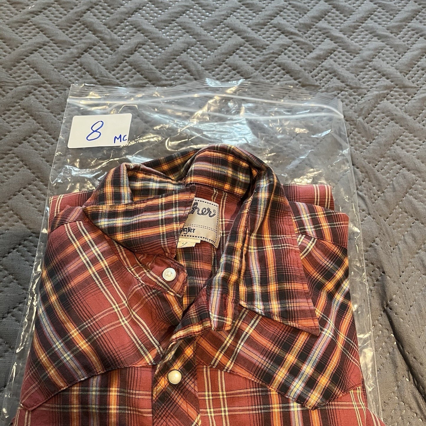Wranger Wrancher Men's XL red plaid pearl snap button up shirt