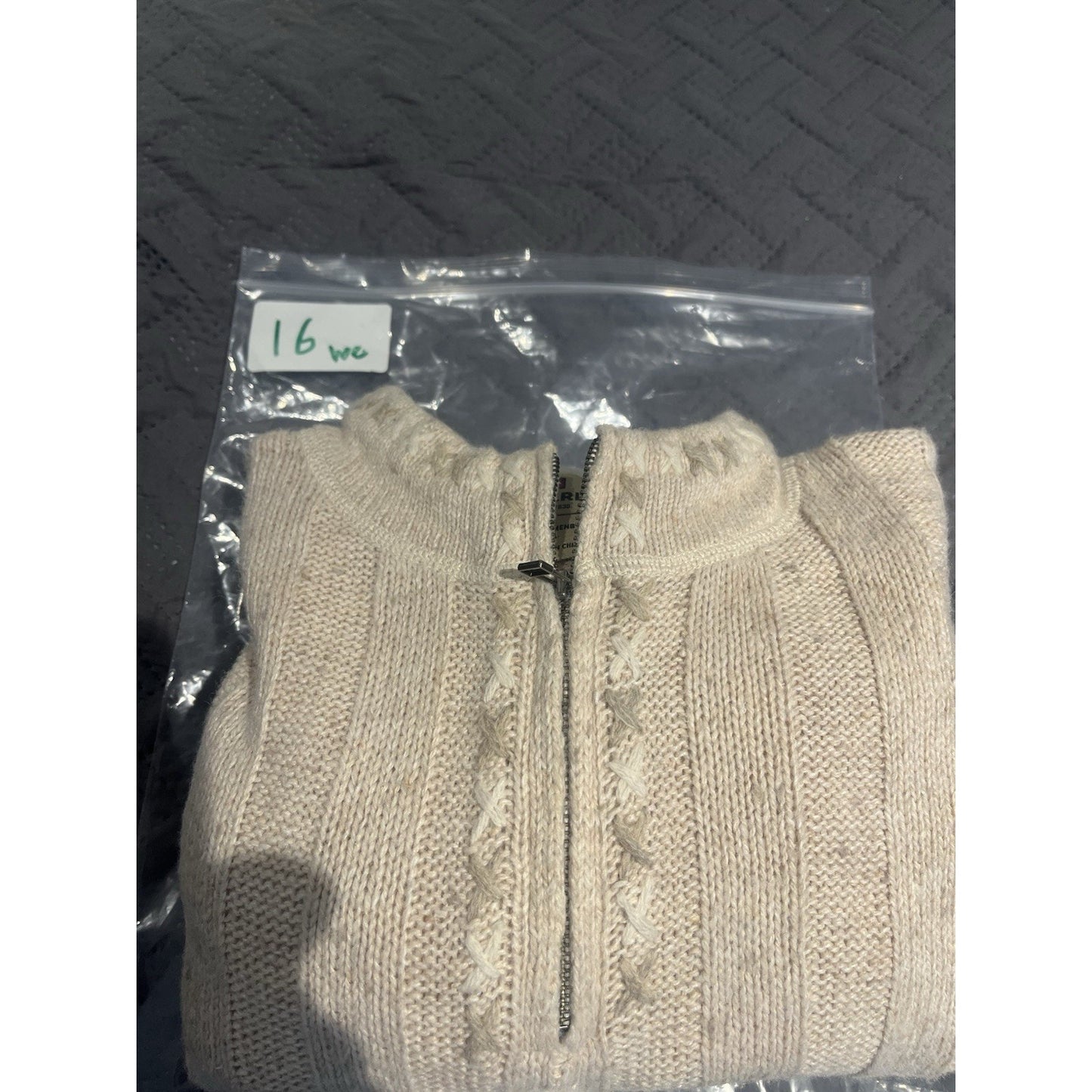Woolrich Women's L Cream Heather 1/4 Zip Pullover Chunky wool blend Sweater