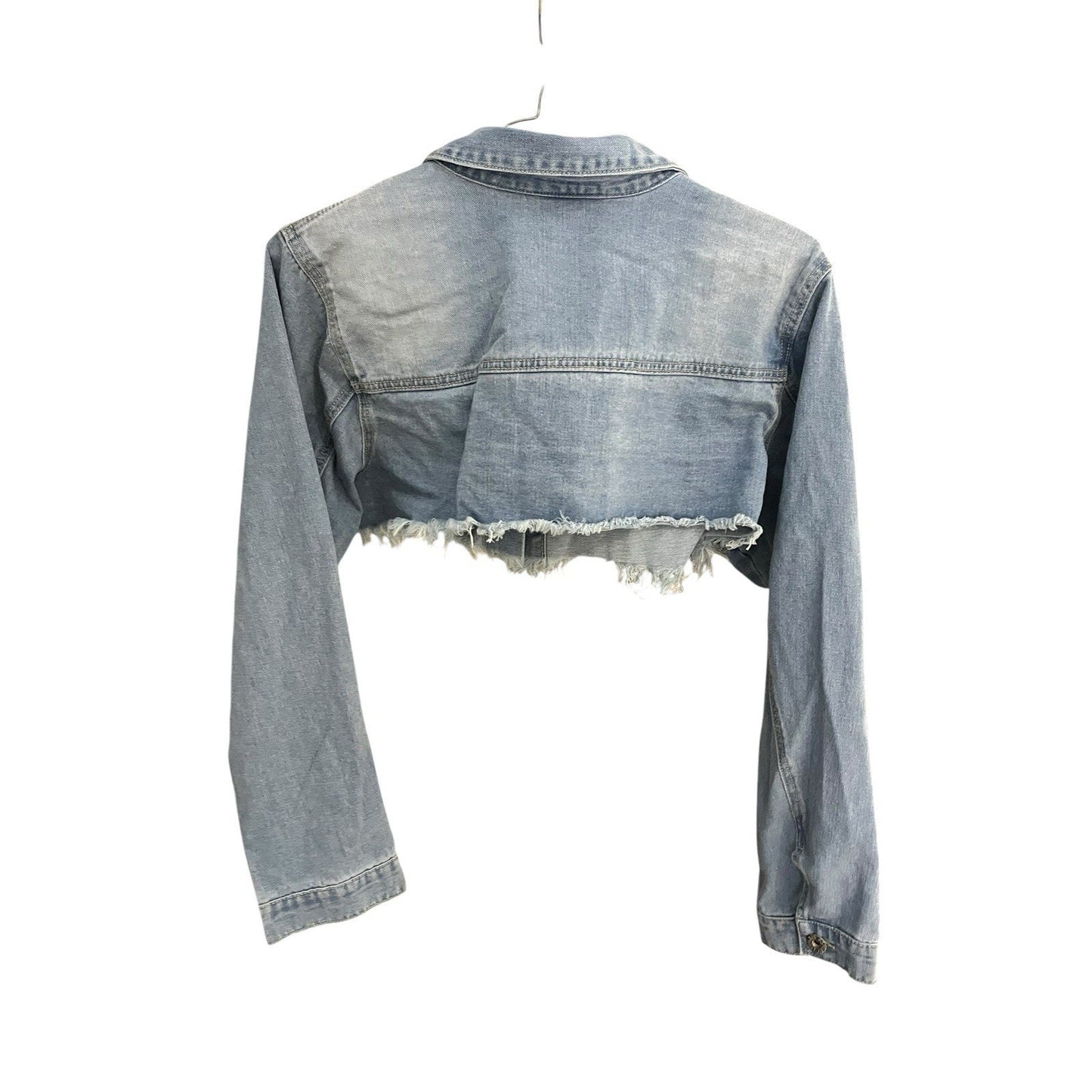 Ashley Stewart Women's 18/20 button cropped denim long sleeve jacket NWT