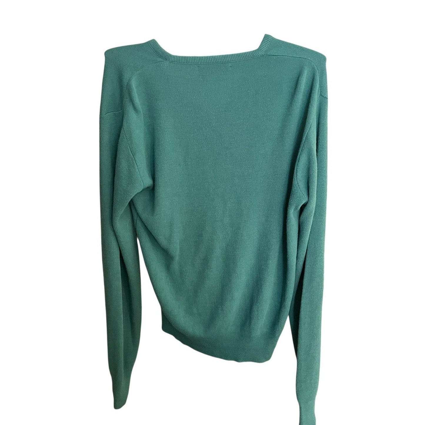 Puritan men's XL green v-neck long sleeve 100% Orlon acrylic sweater made in USA