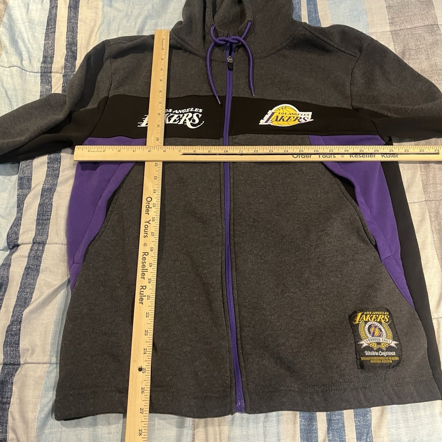 Unk Nba men's L Los Angeles Lakers full zip grey/purple hoodie
