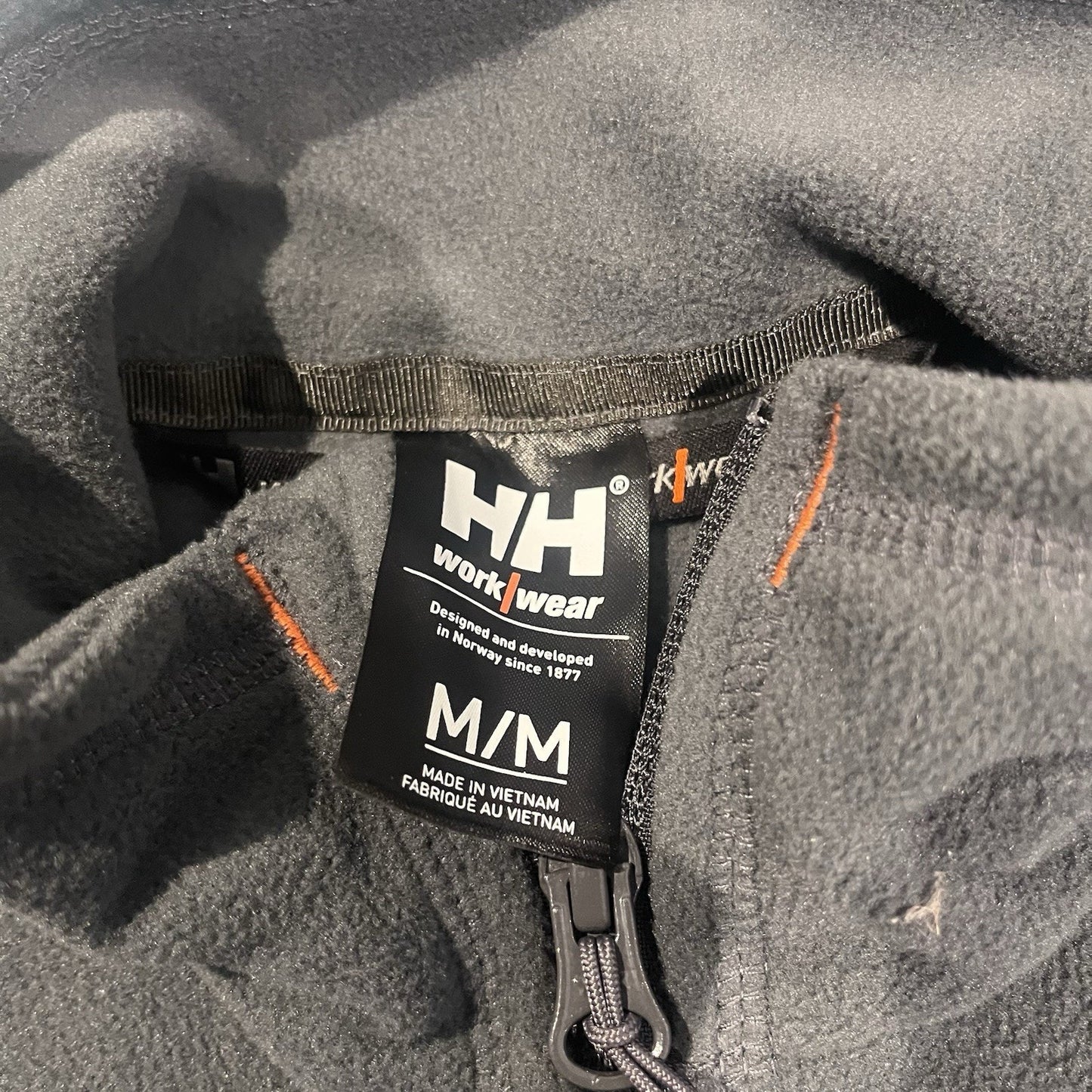 Helly Hansen Workwear Polartek men's M full zip pocketed gray soft fleece jacket