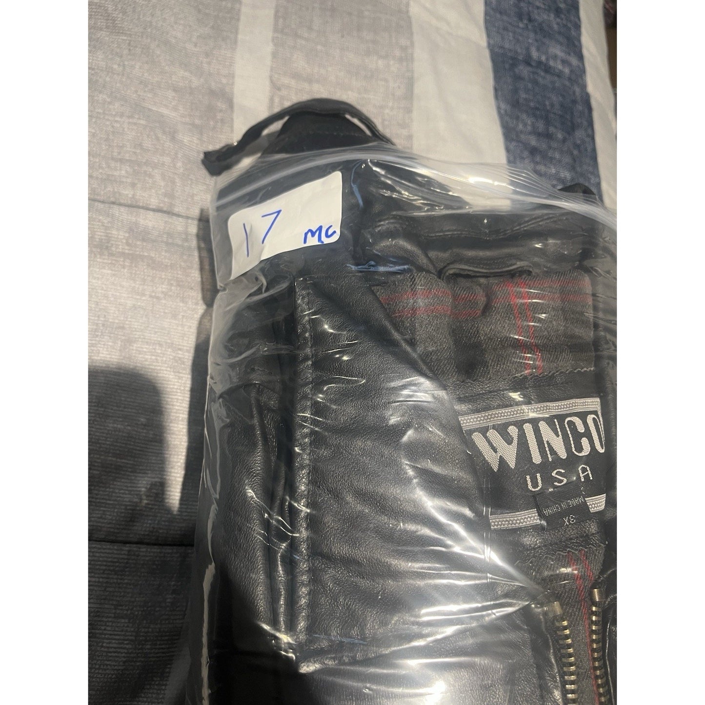 Winco USA Men's 3XL full zip black leather jacket