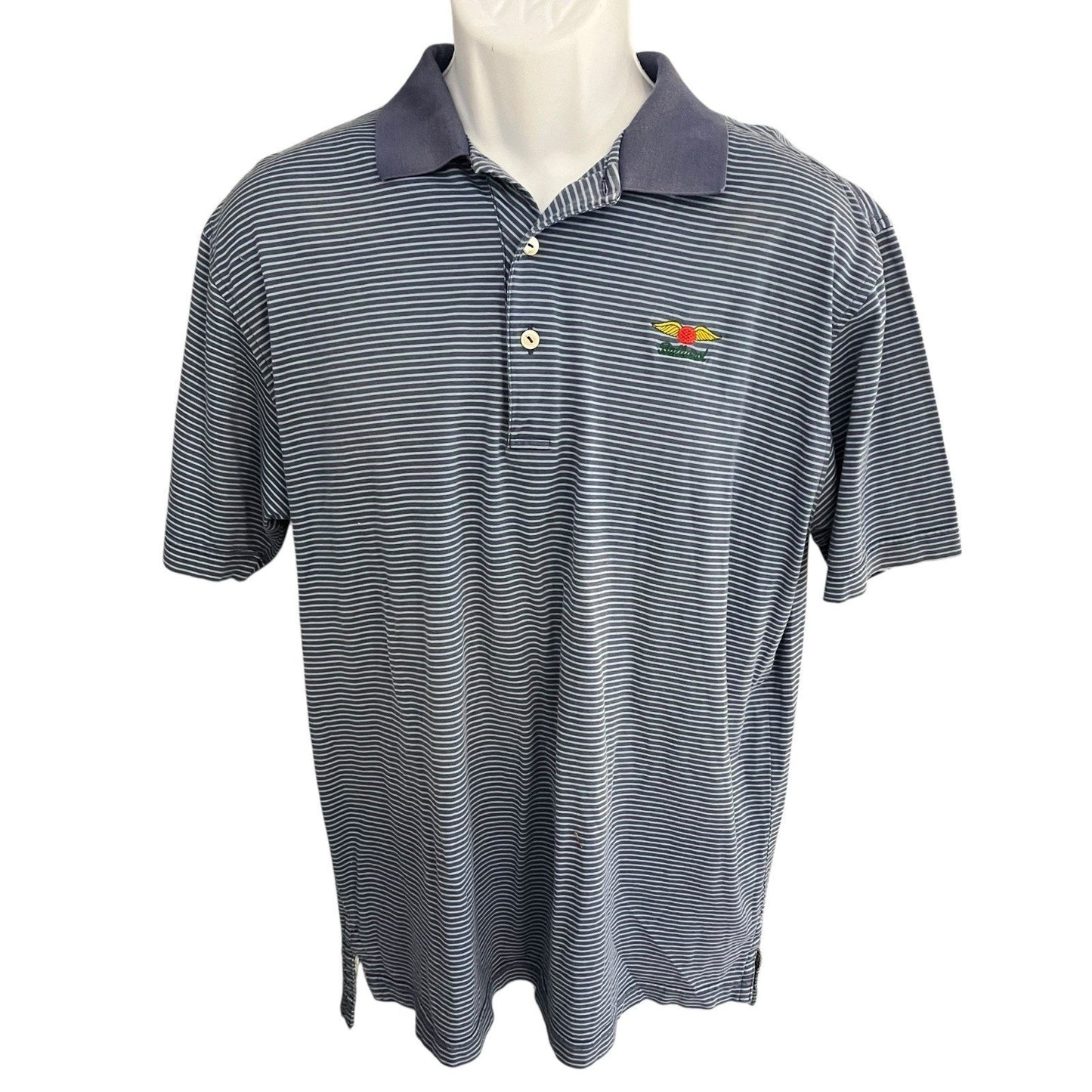 Peter Millar men's M striped polo shirt embroidered baltusrol golf club