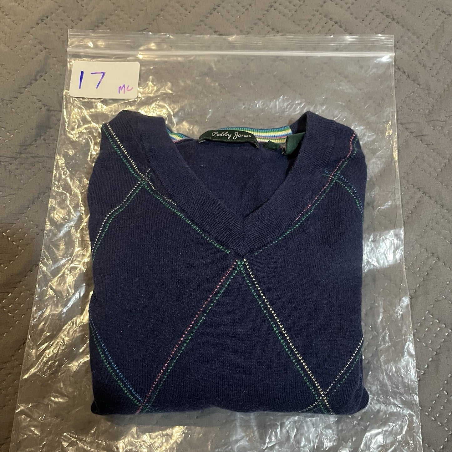 vtg Bobby Jones Men's L wool/cashmere blend knit argyle golf sweater