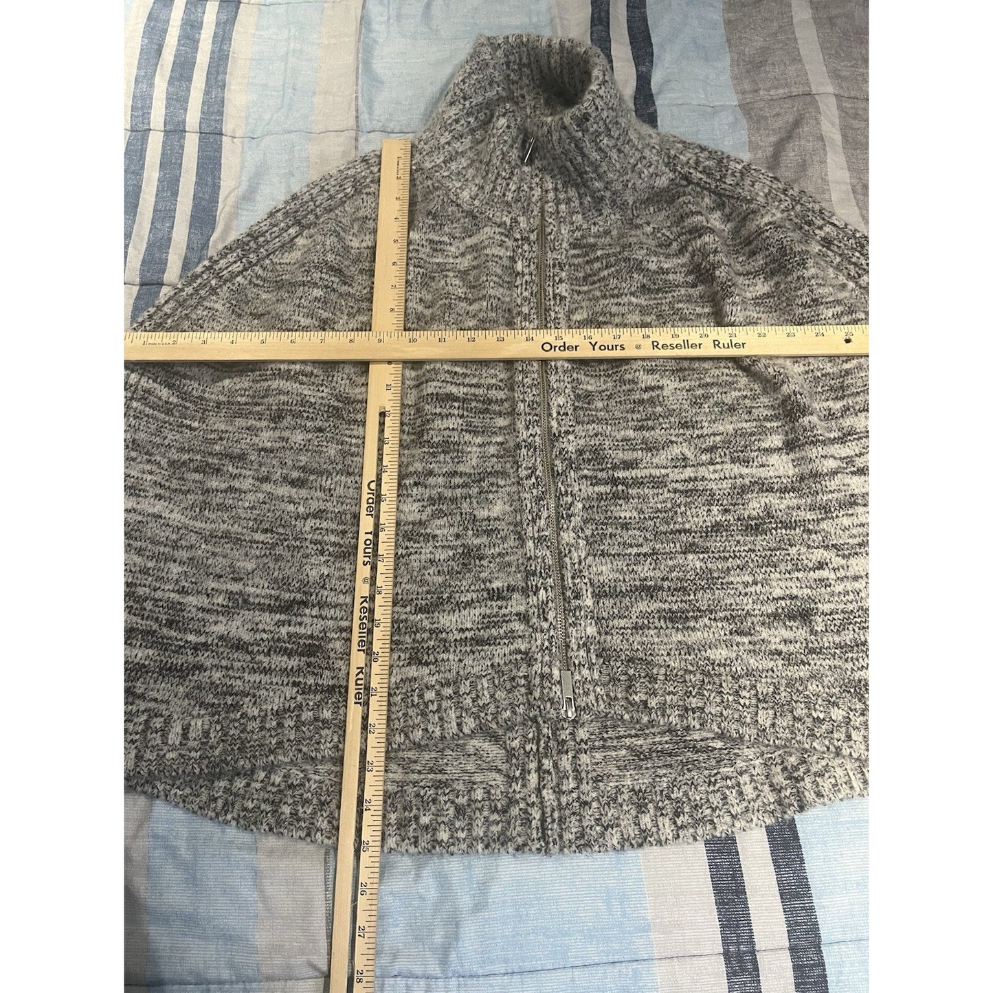 Banana Republic women's L lava grey zip sweater capelet wool/alpaca blend