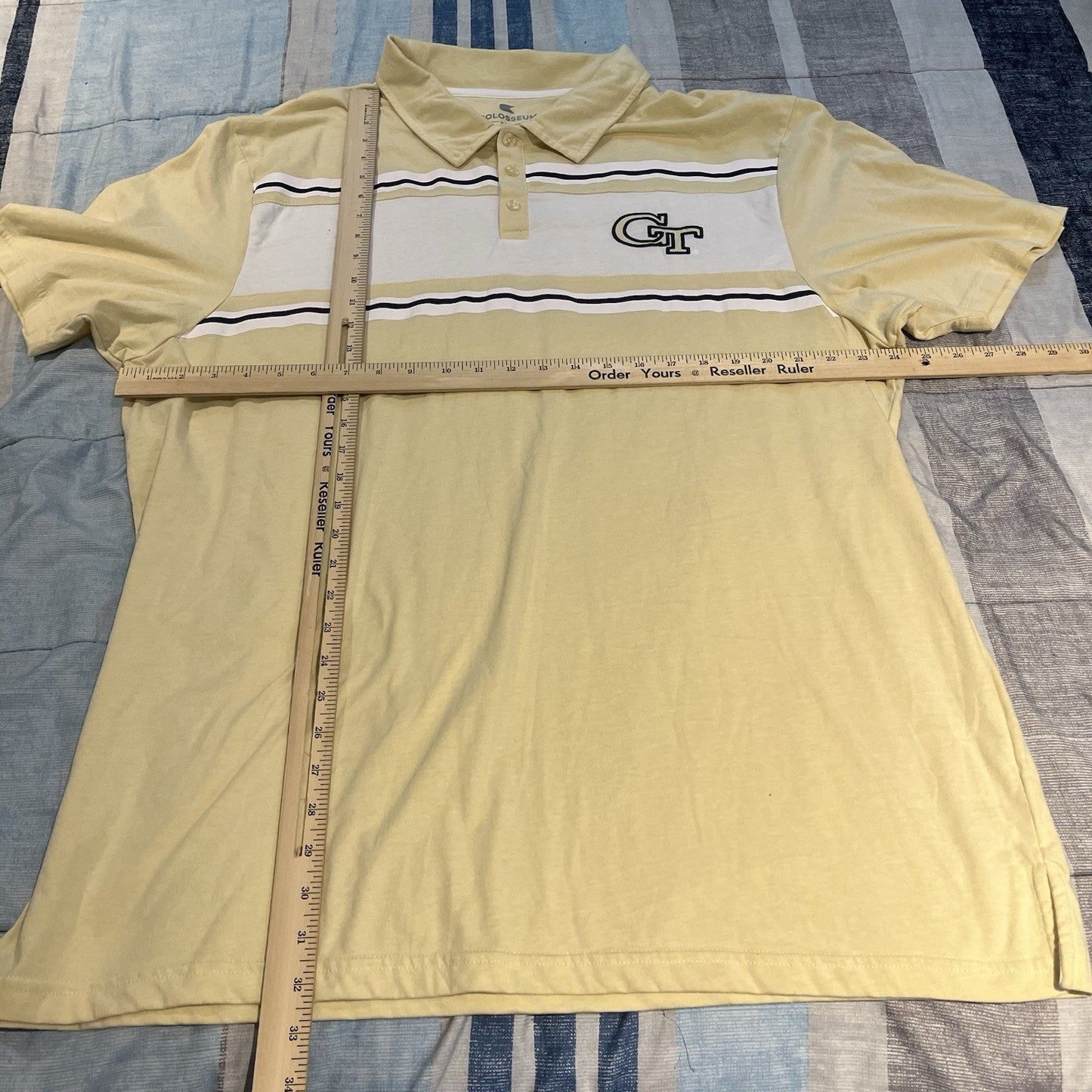 Colosseum Men's 3XL yellow embroidered Georgia Tech Yellow Jackets polo shirt