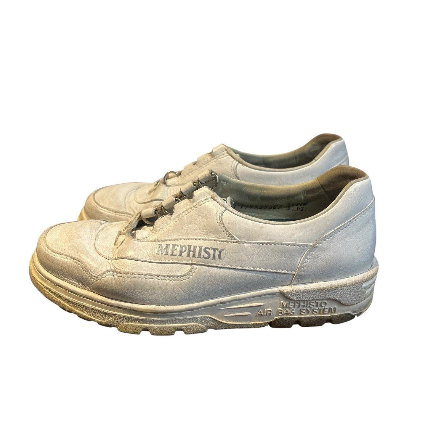 Mephisto RunOff Air Bag System White Leather Lace Up Shoes Women’s Sz 5 us