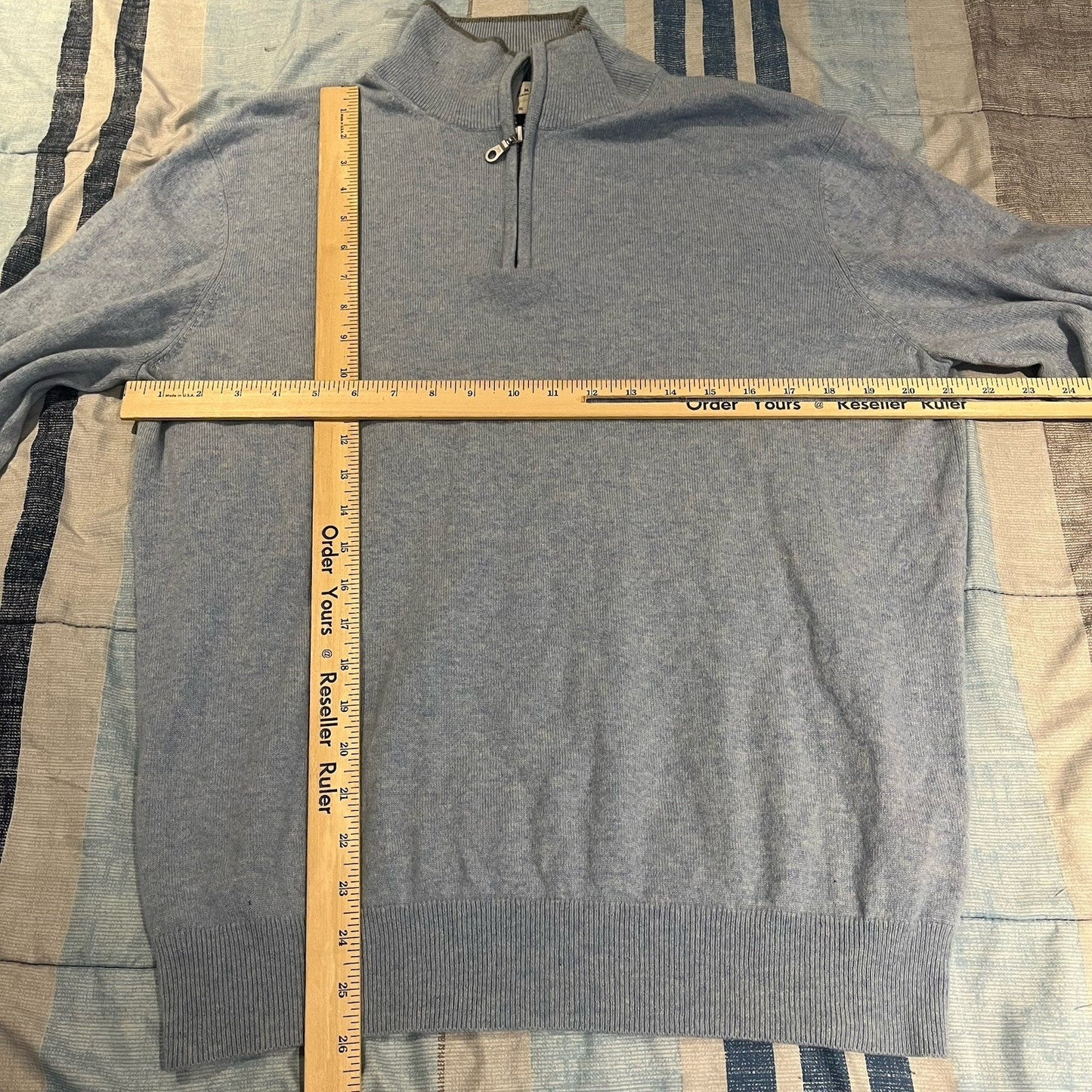 Neiman Marcus 100% cloud cashmere men's XL 1/4 zip baby blue sweater