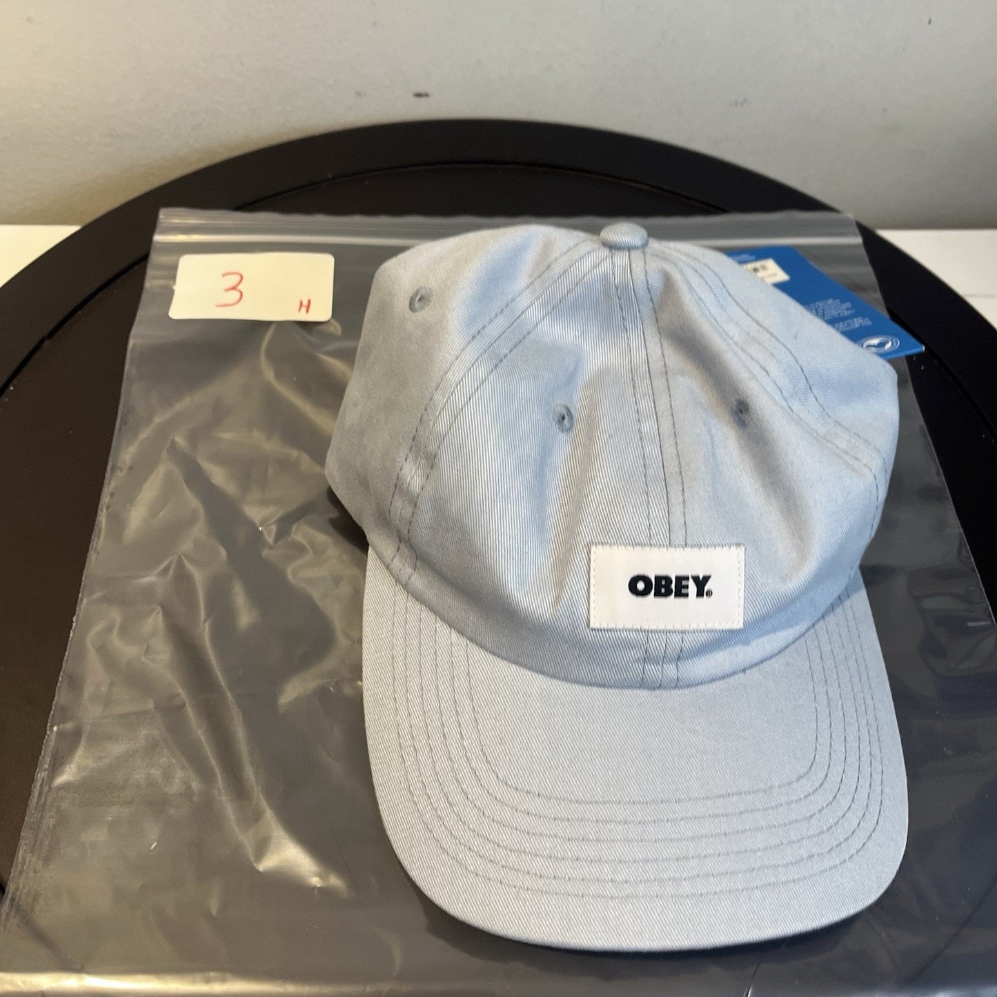 Obey Organic baby blue 6 panel strapback hat NWT
