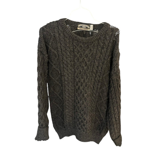 VTG Thornton Bay Women's L long sleeve cable knit 100% wool fisherman sweater