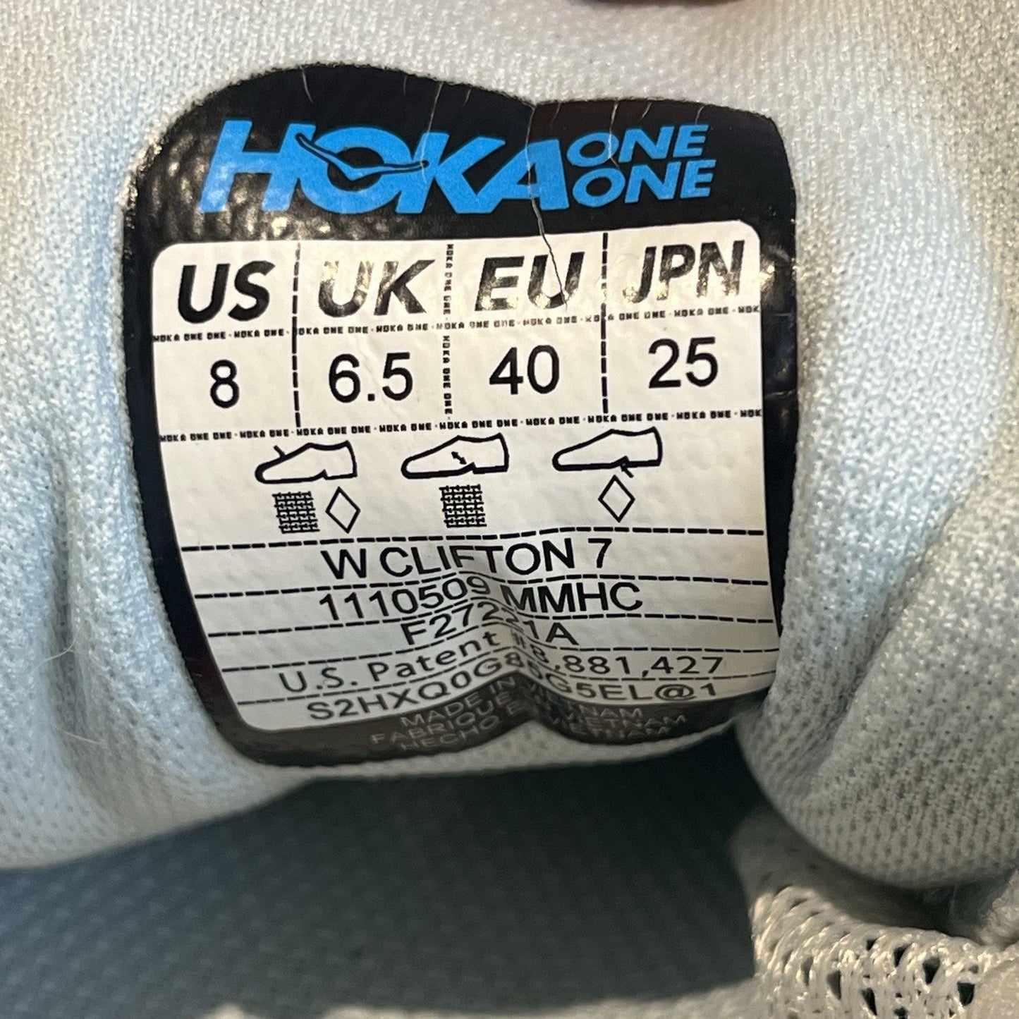 Hoka One One Clifton 7 Shoes Womens Size 8 Gray Running Sneakers 1110509 MMHC