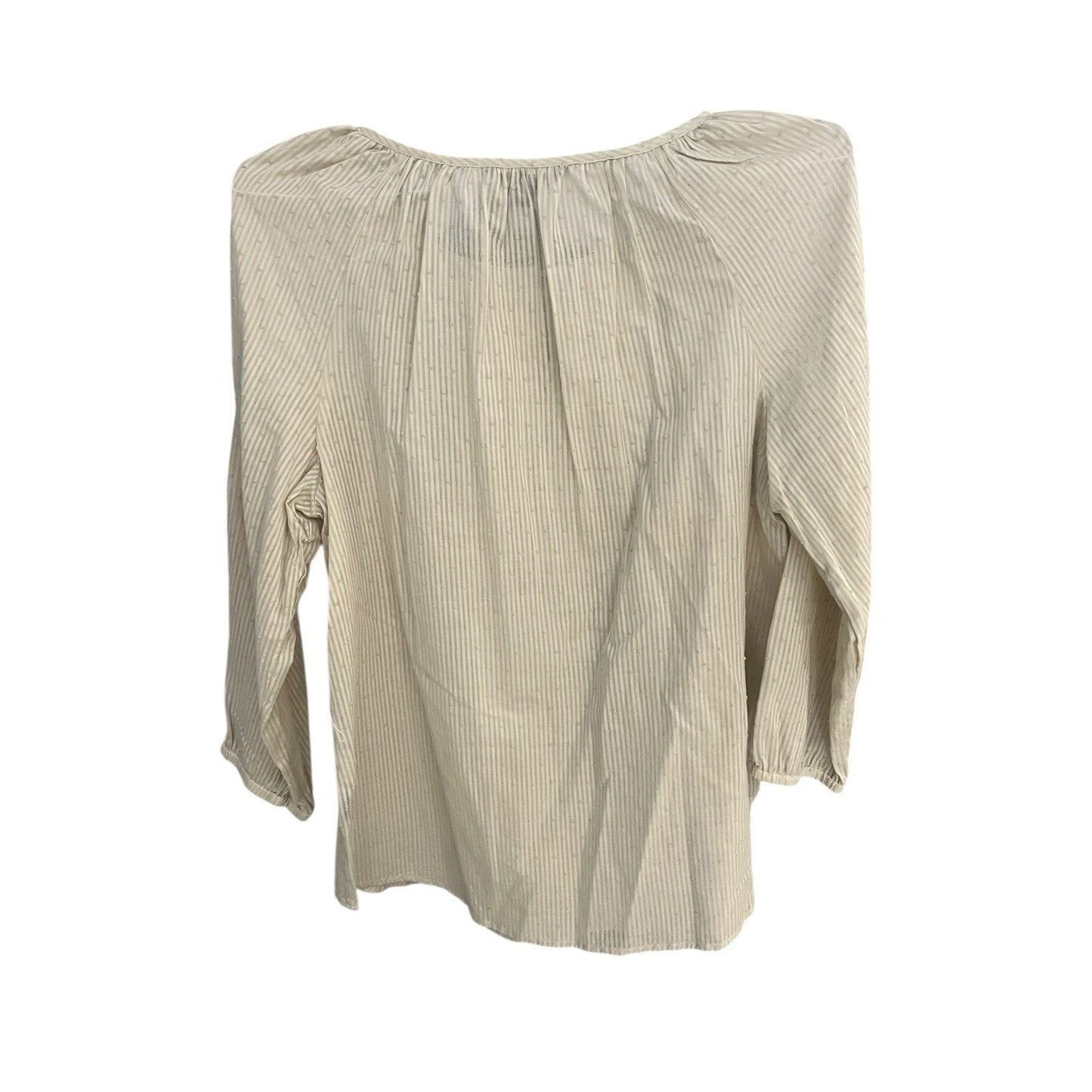 Zac & Rachel Women's L ivory all over dots bubble sleeve tunic top NWT