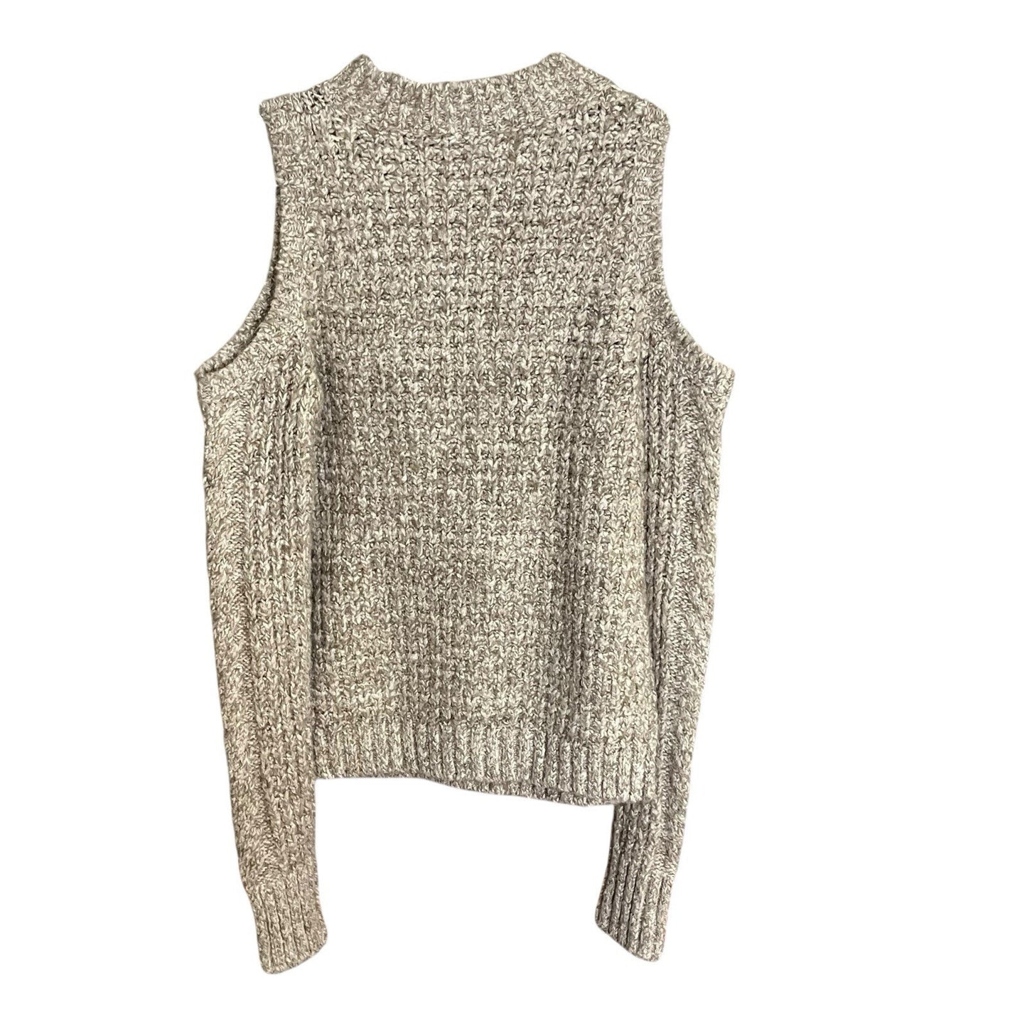 Express Women's XS cold shoulder sleeve cable knit beige sweater NWT