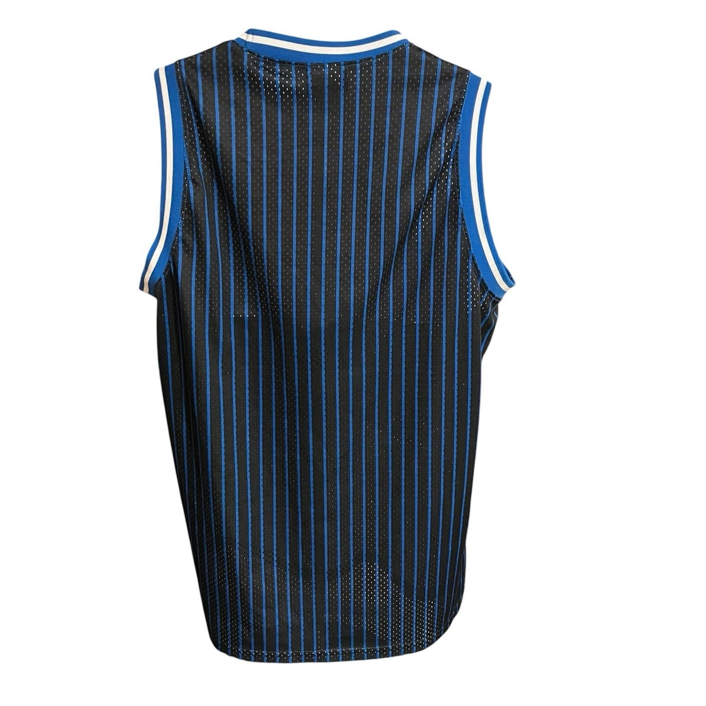 LRG Lifted research group Men's L black/blue striped logo basketball #47 jersey