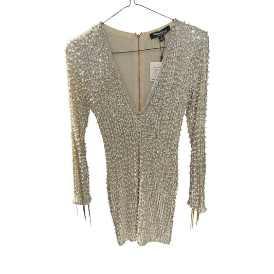 CELEBRITY FASHION By Hera Collection PEARL SPARKLE METALLIC FRINGE SEQUIN DRESS