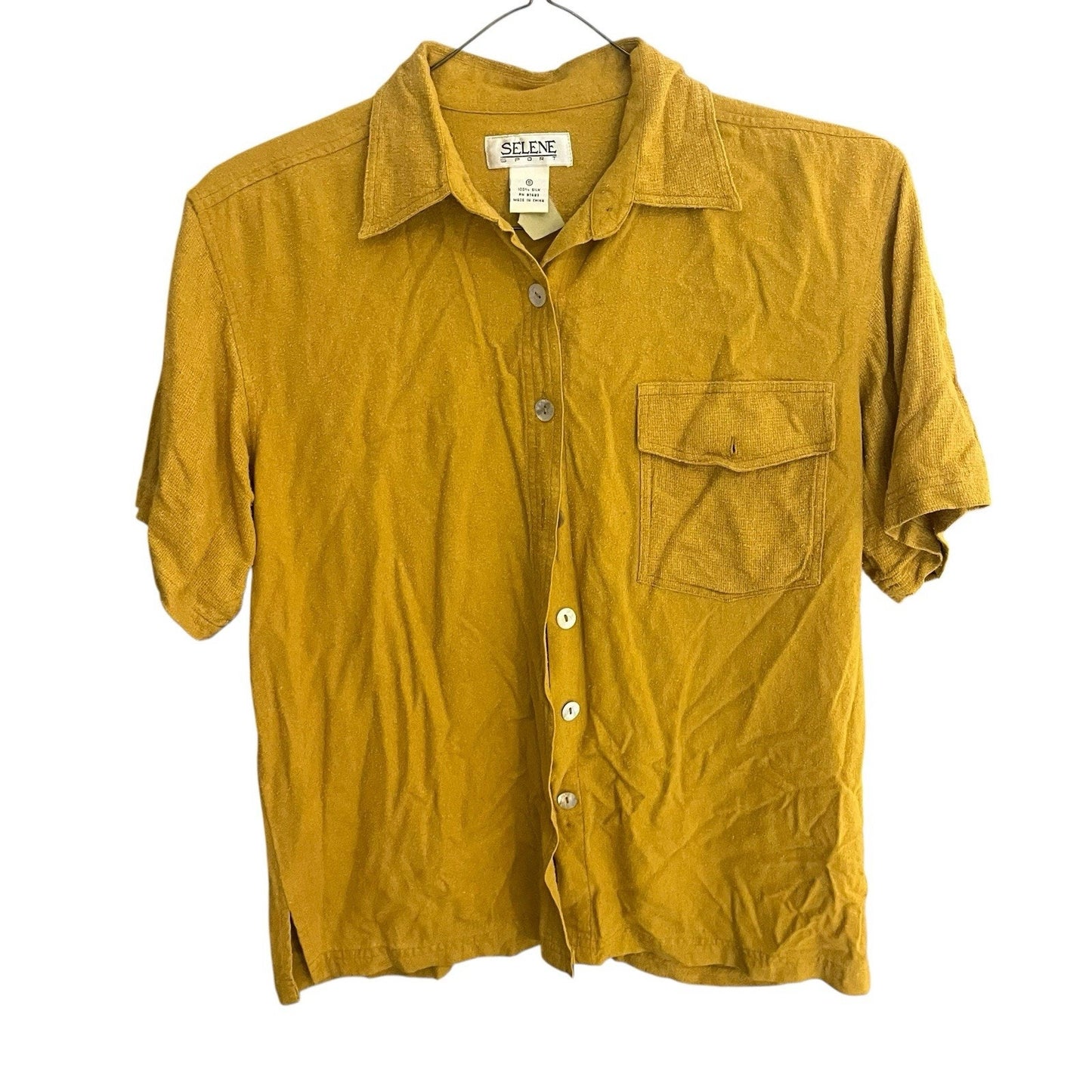 Selene men's S button up collard 100% silk shirt