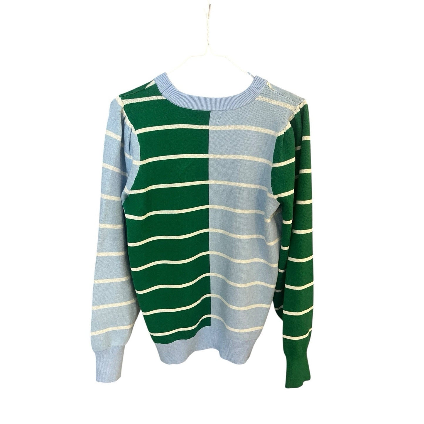 Crown & Ivy Women's S striped blue/green colorblock sweater NWT