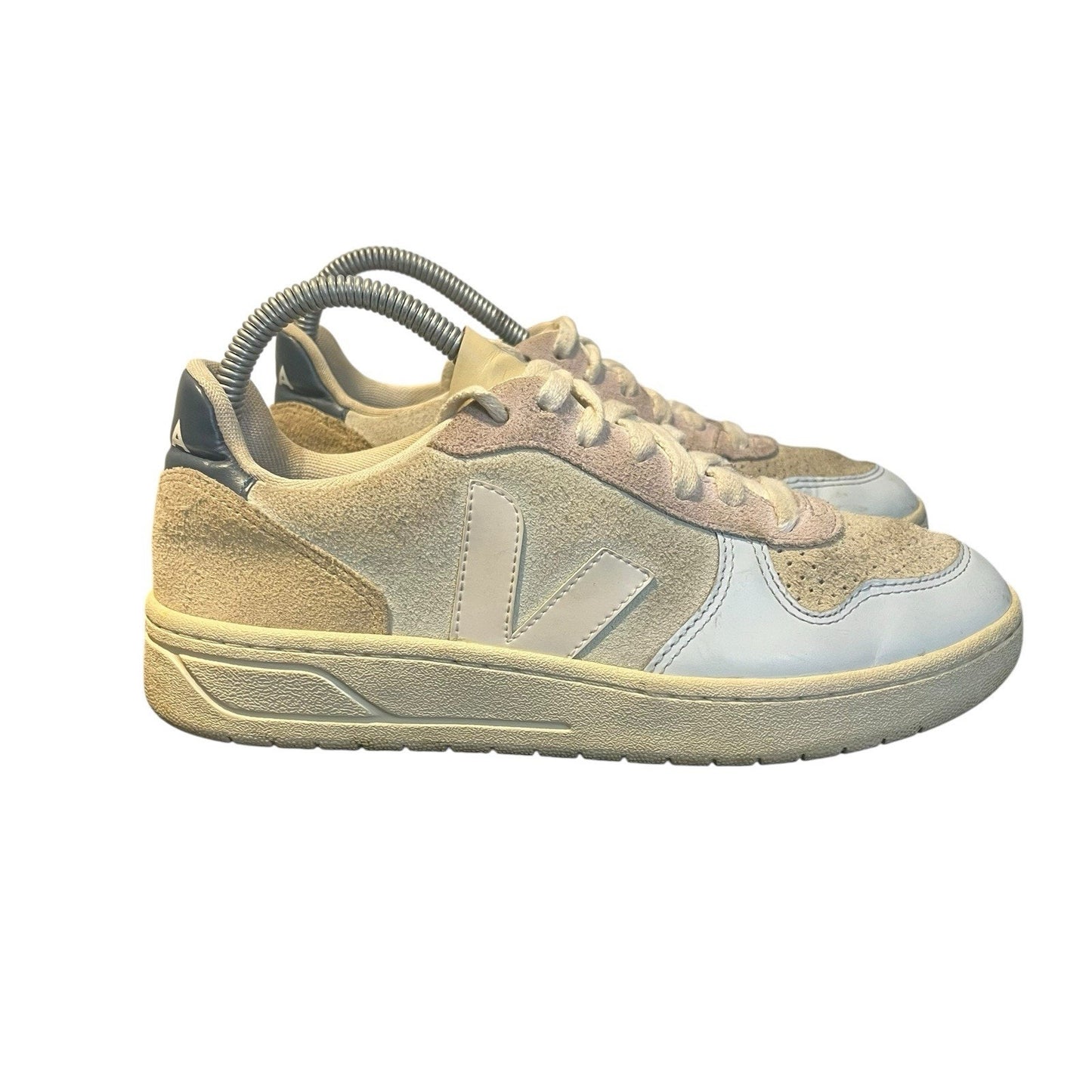 Veja Women's V-10 Low Top Sneaker , White Navy Sage Purple Beige , US 7 / EU 38