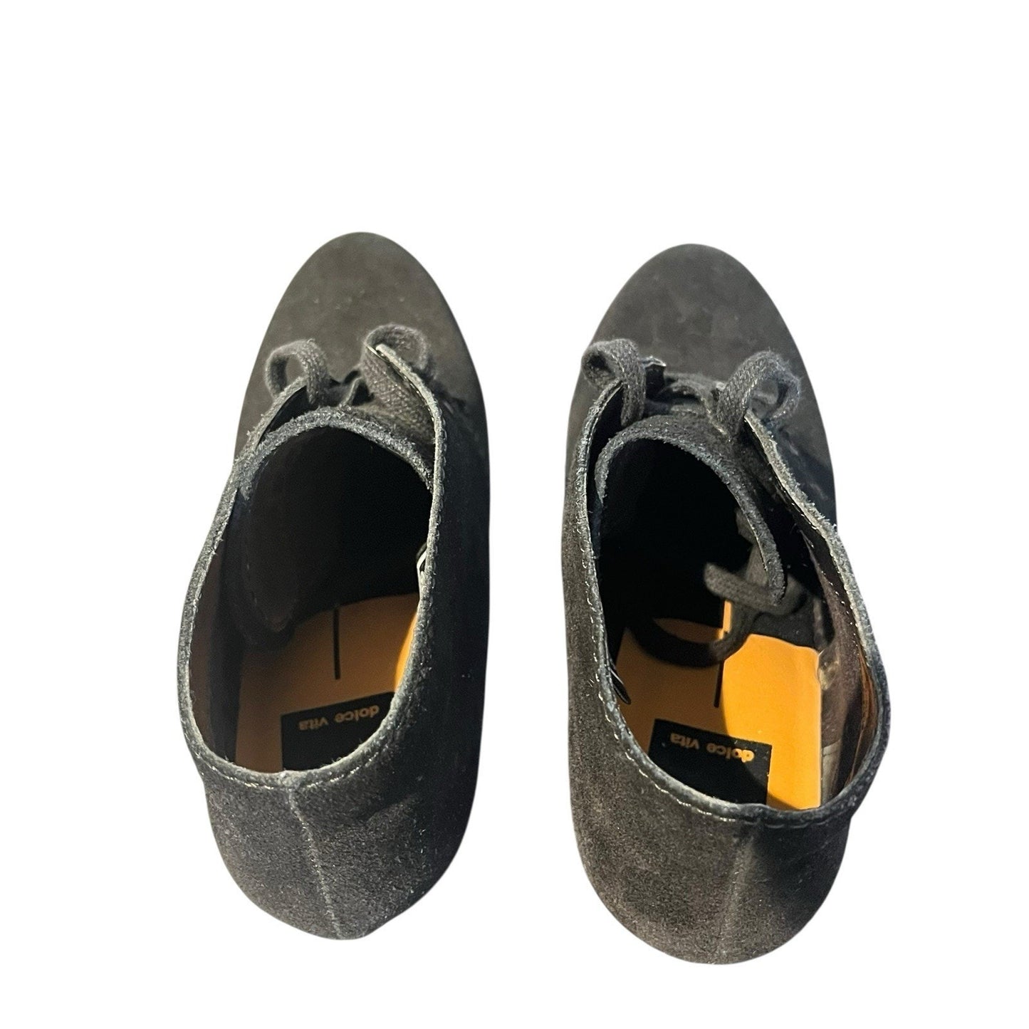 Dolce Vita Women's 7.5 black suede wedge chukka style lace up booties