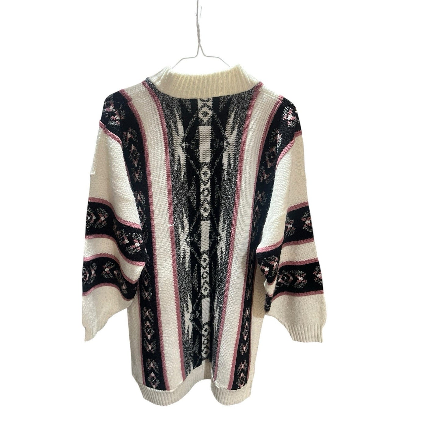 Vtg Private EyesWomen's XL oversized tribal print turtle neck sweater USA made