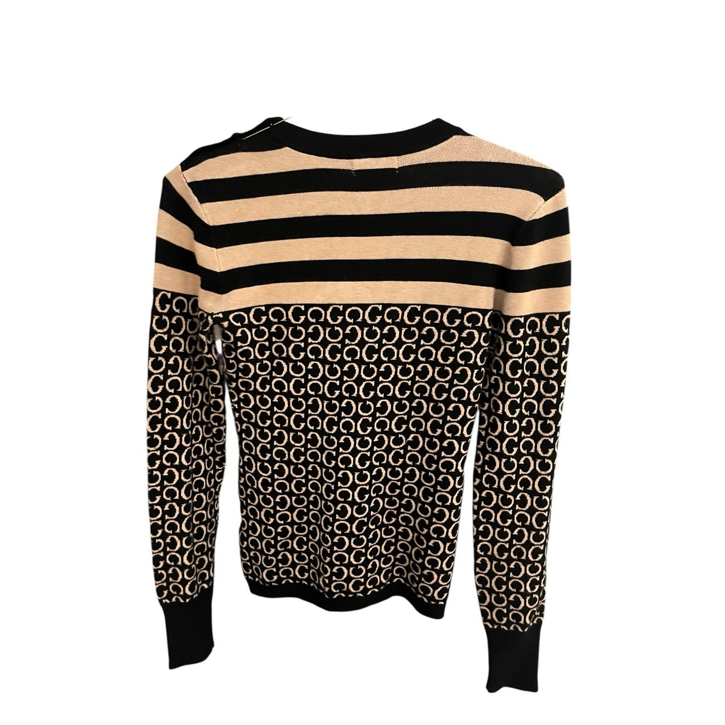 Guess Women's M black/light rum jacquard G logo long sleeve sweater NWT