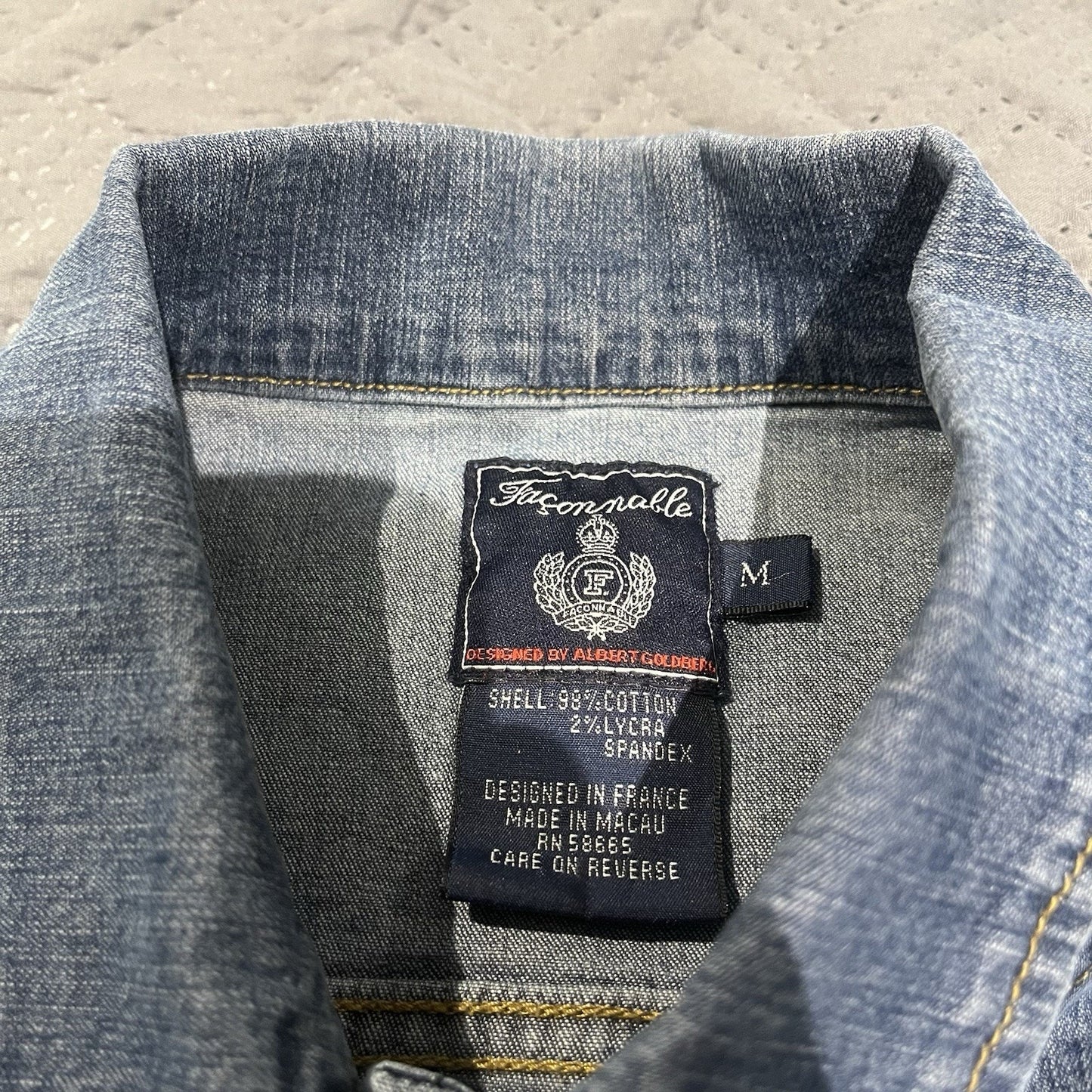 Faconnable Women's M Jacket Denim Blue Button Front