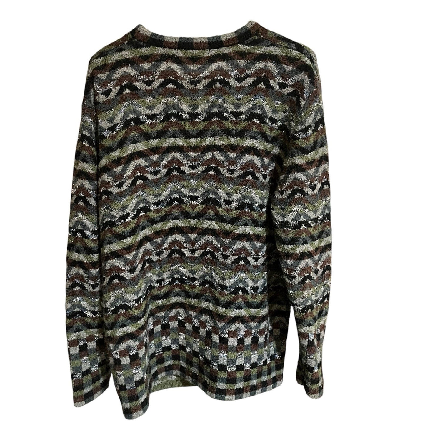 Le Moda Women's XL wool blend button up geometric button-up cardigan sweater