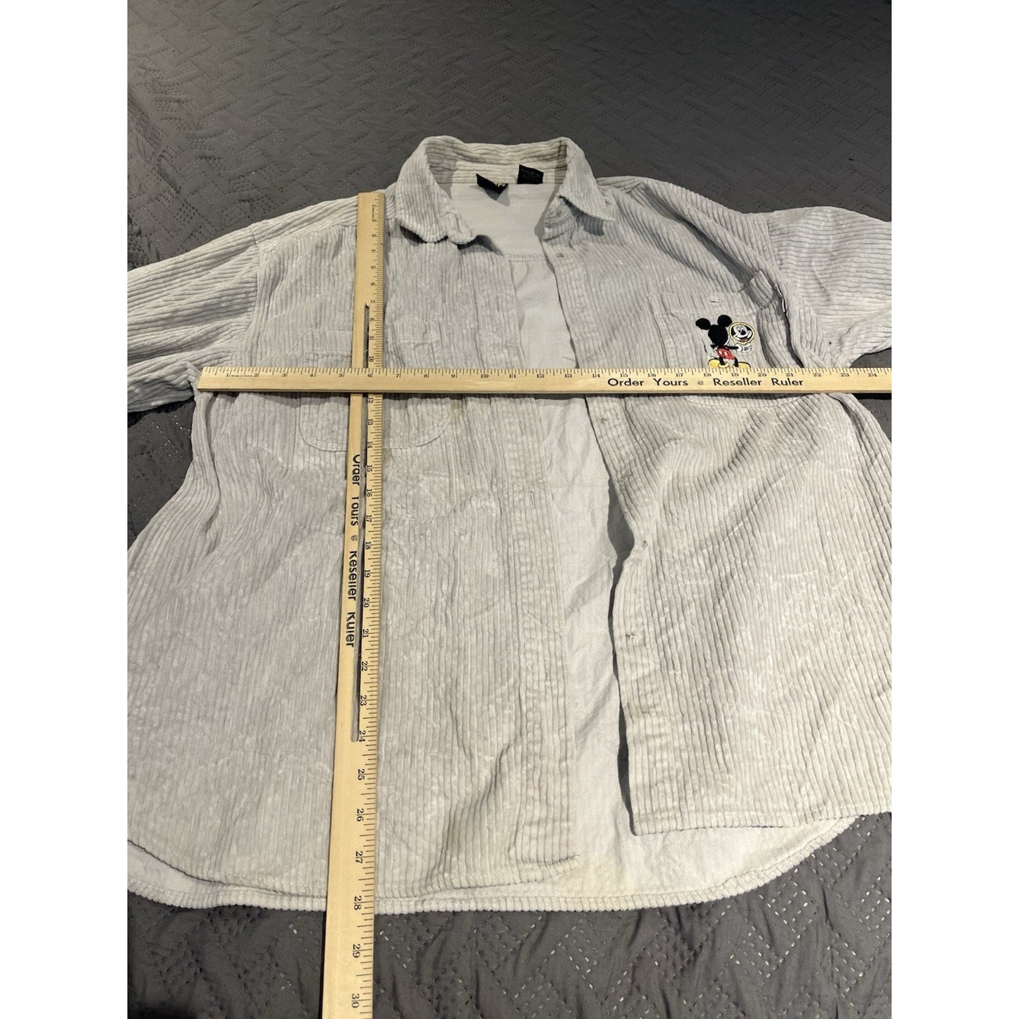 VTG Mickey Unlimited Men's M Corduroy Button Down Long Sleeve Shirt Cotton