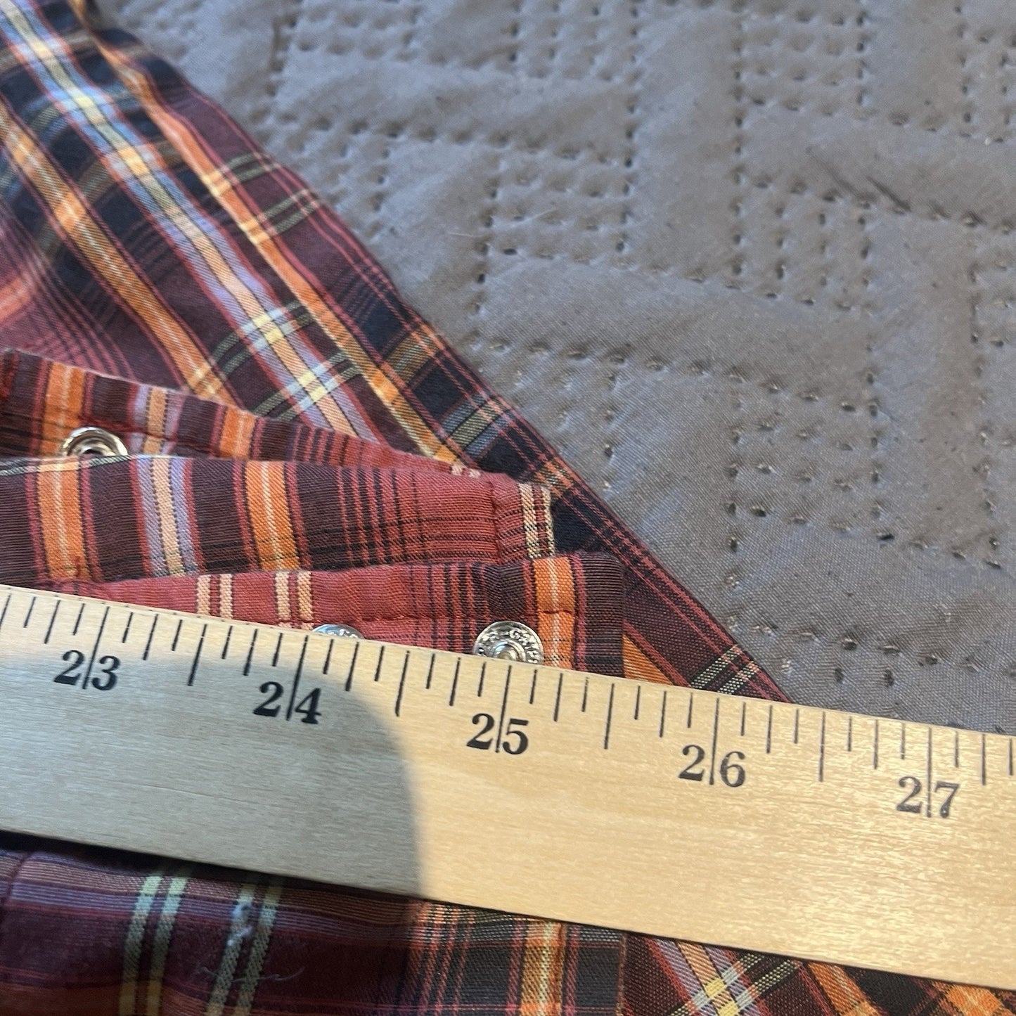 Wranger Wrancher Men's XL red plaid pearl snap button up shirt
