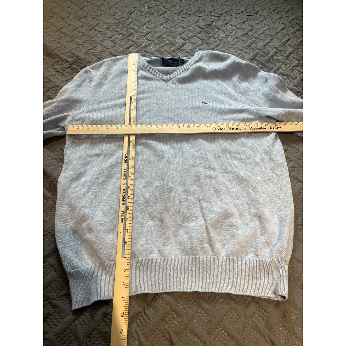 Vineyard Vines Men's L Cashmere Cotton Sweater V-Neck baby blue Long Sleeve