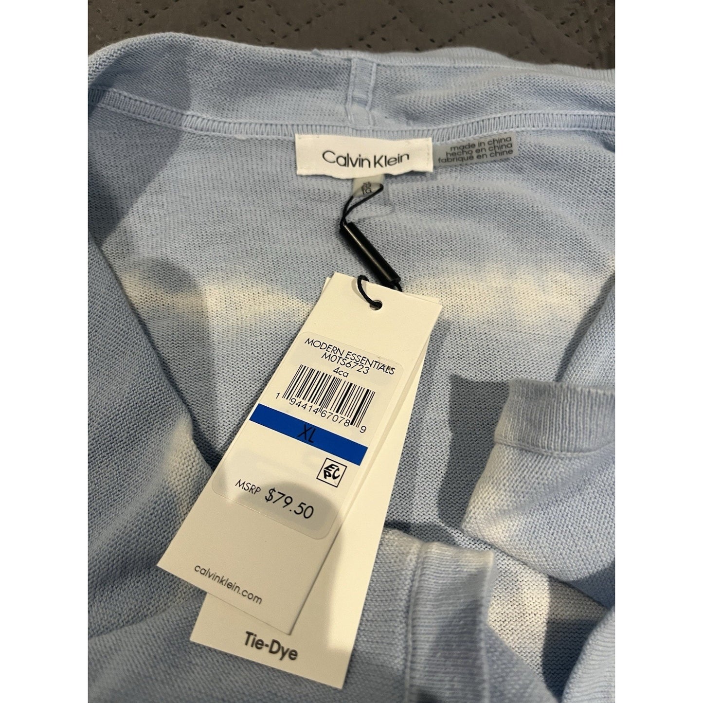 Calvin Klein Women’s XL Cardigan Blue Tie Dye Light Open Front Sweater NWT