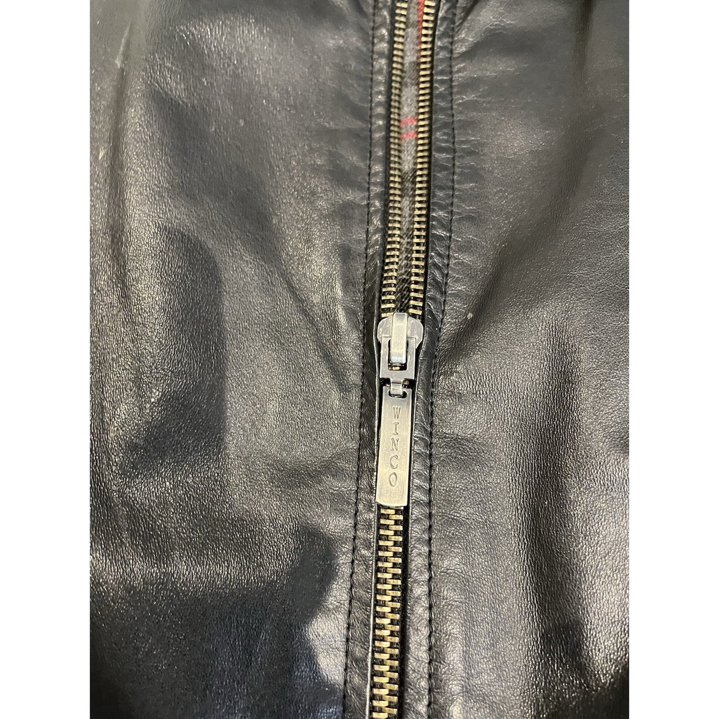 Winco USA Men's 3XL full zip black leather jacket