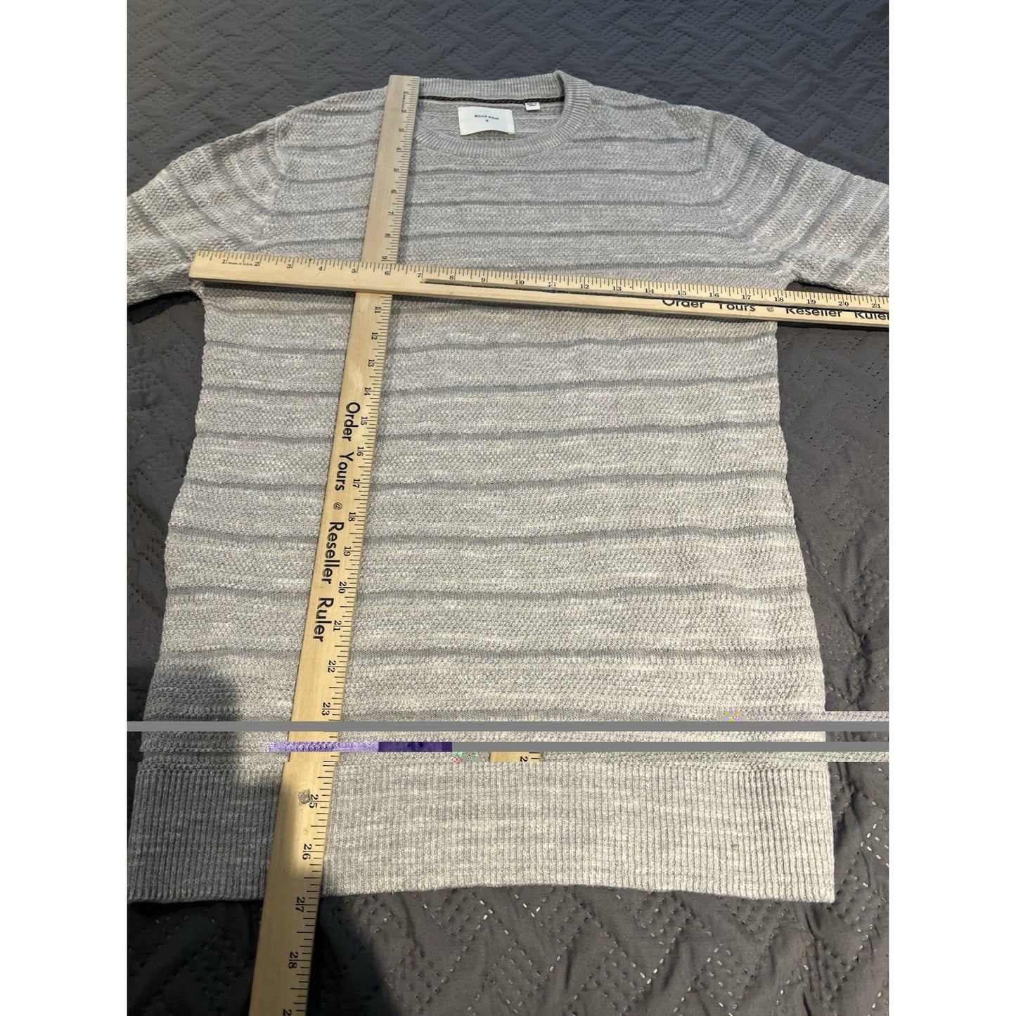 Billy Reid Men's S Textured Stripe Cotton Linen Sweater Gray Crewneck Slim Fit