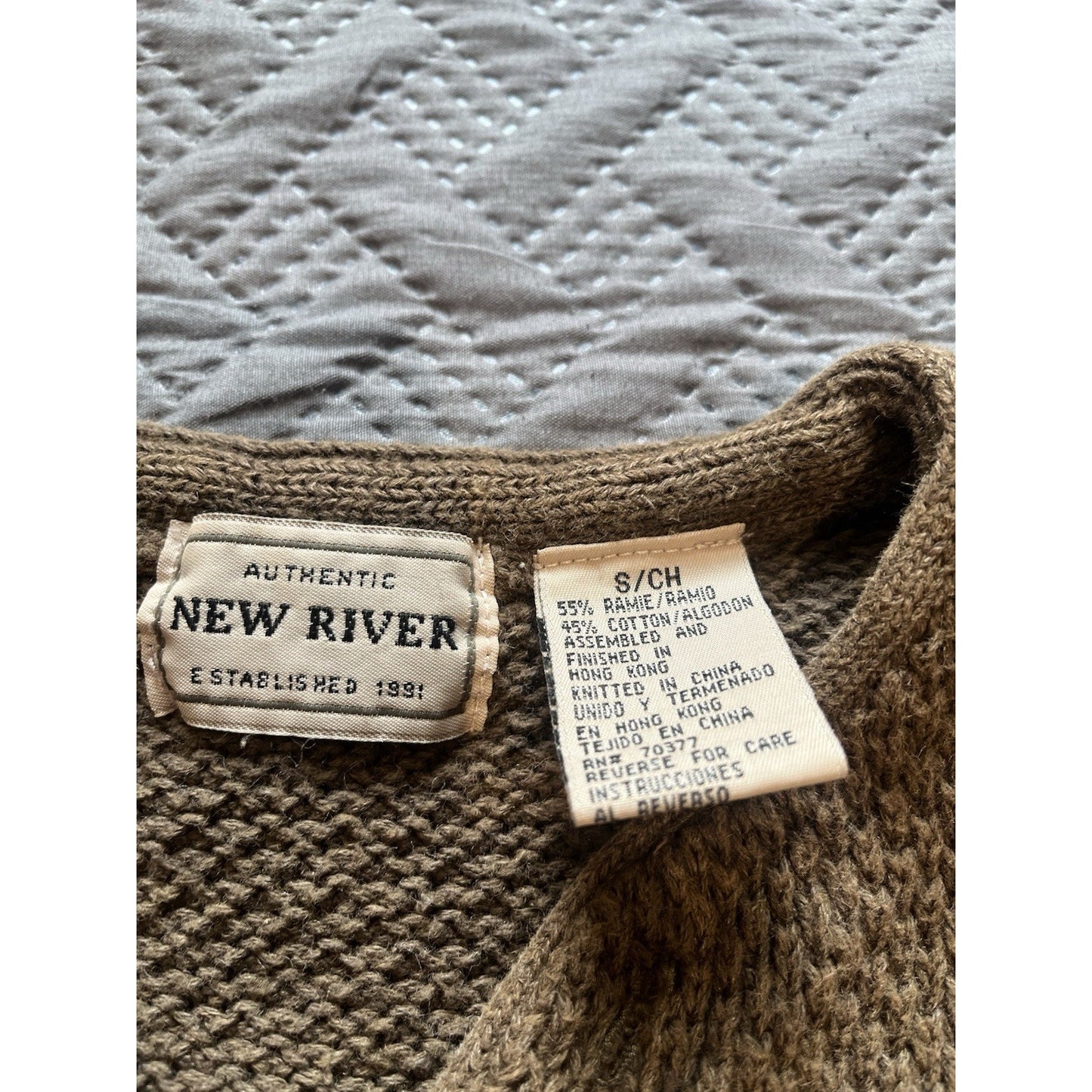 New River Men's S ramie blend waffle kniy henley sweater