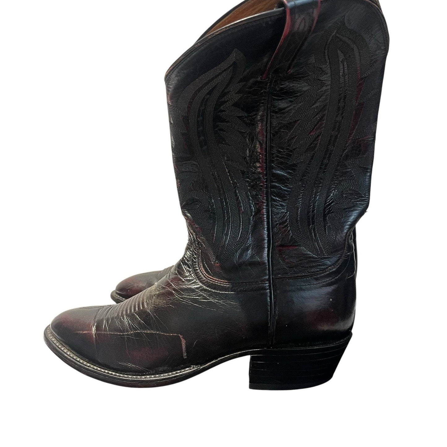 Lucchese 2000 Black Cherry Western T3012R4 Cowboy Boots Mens 10 2E