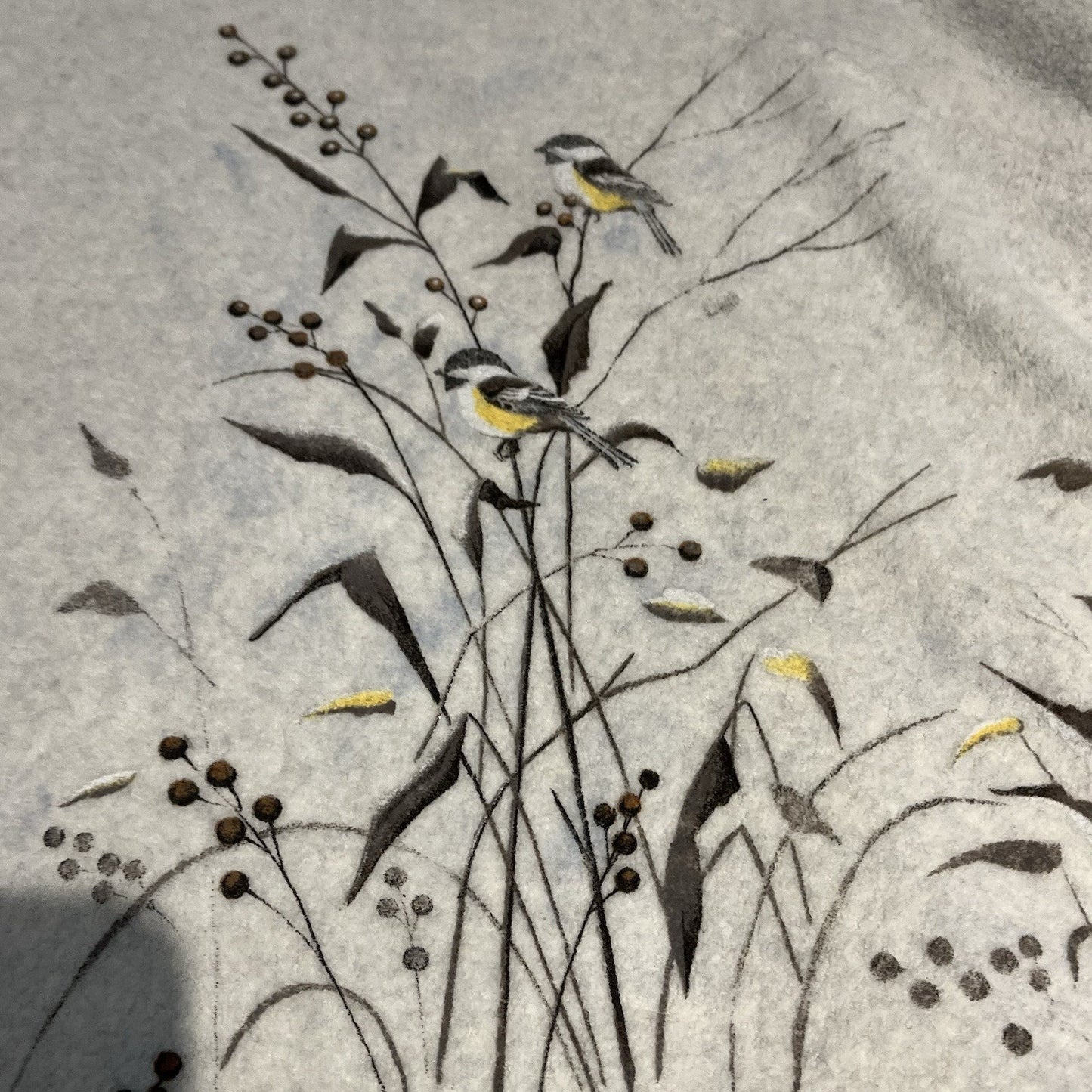 VTG Artisians women's 2XL birds flower print fleece beige sweater
