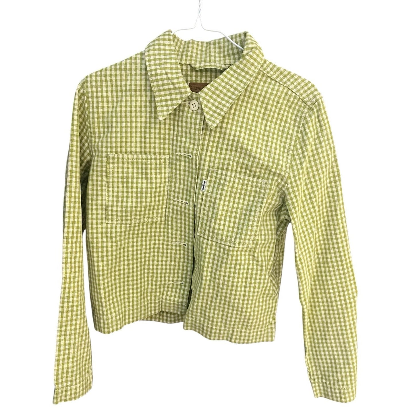 Levi's Premium Women's XS collard long sleeve checkered chore button jacket