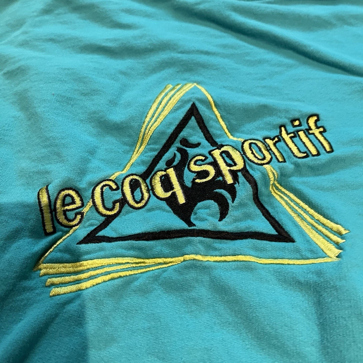 Vtg Le Coq Sportif Men's L embroidered teal blue mock neck sweatshirt