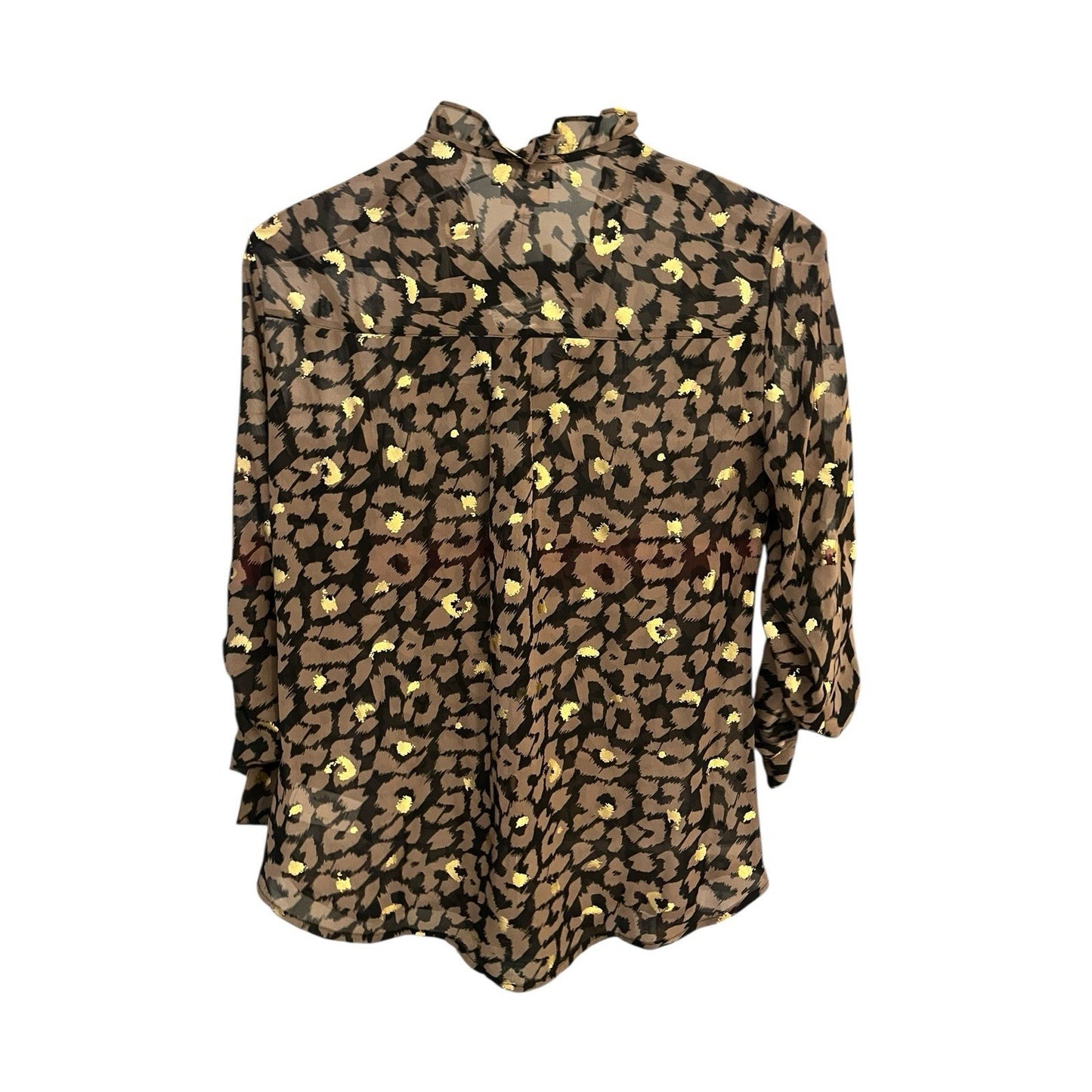Express portofino Women's S slim sheer leapard print button up blouse NWT