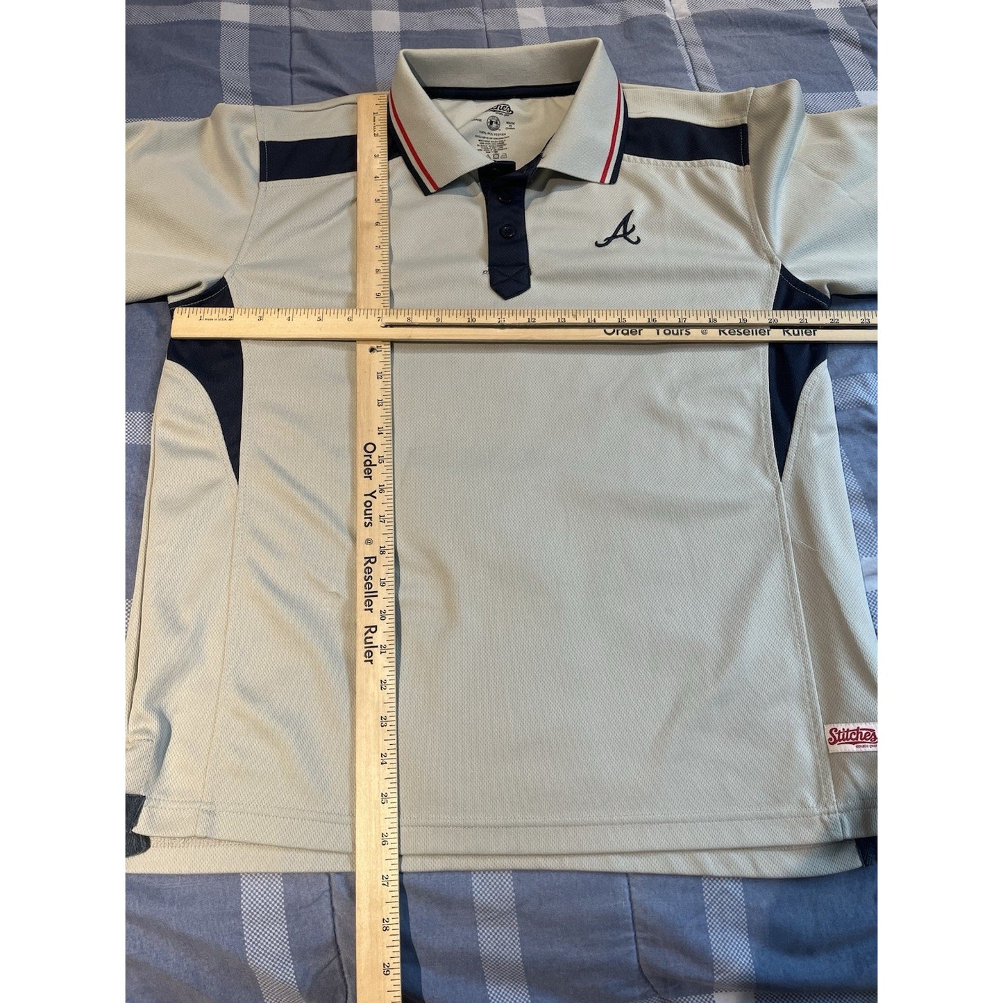 Stitches MLB Men's L Atlanta Braves embroidered performance polo shirt