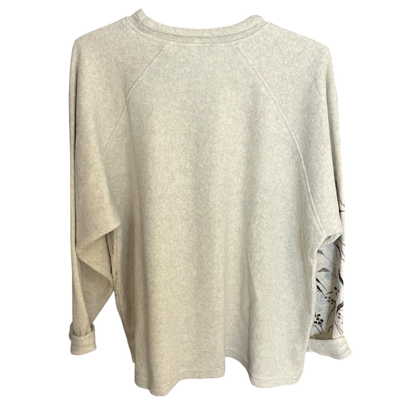 VTG Artisians women's 2XL birds flower print fleece beige sweater