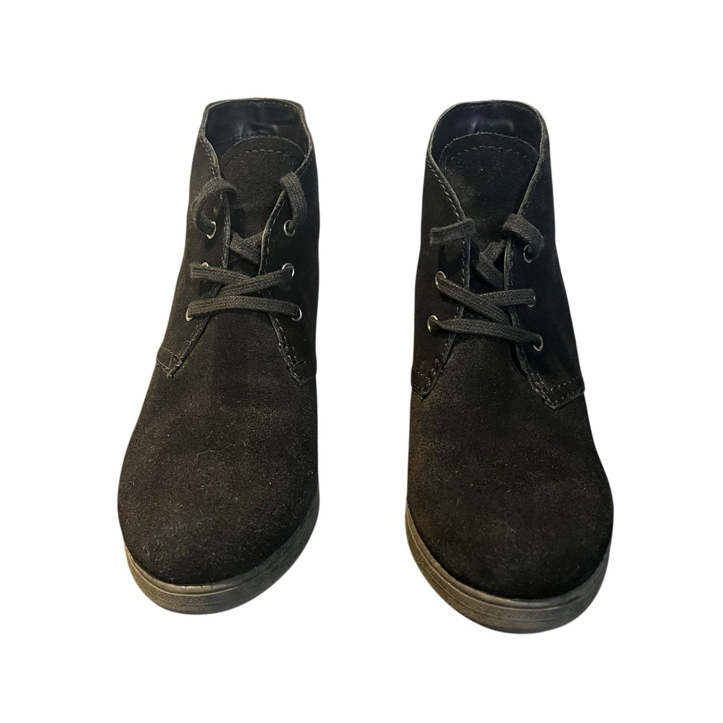 Dolce Vita Women's 7.5 black suede wedge chukka style lace up booties