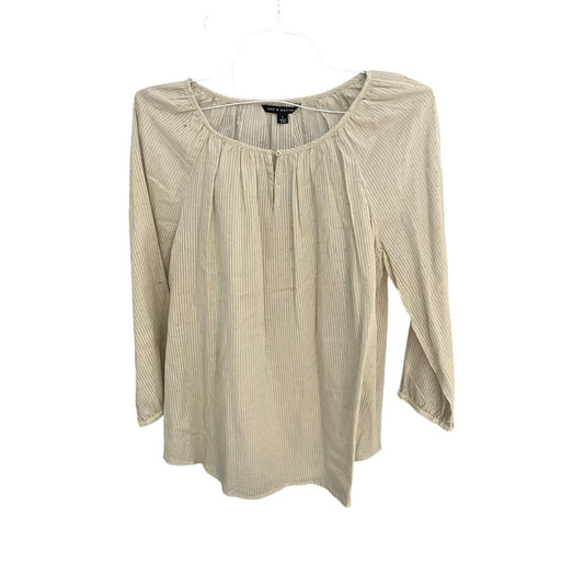 Zac & Rachel Women's L ivory all over dots bubble sleeve tunic top NWT