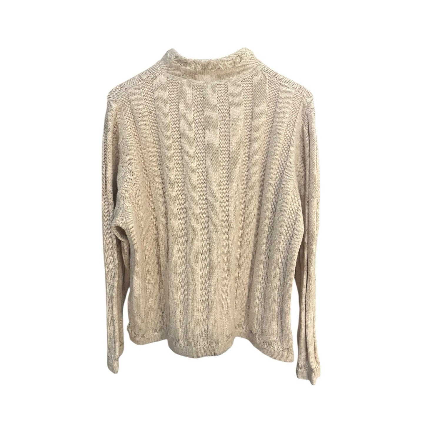 Woolrich Women's L Cream Heather 1/4 Zip Pullover Chunky wool blend Sweater